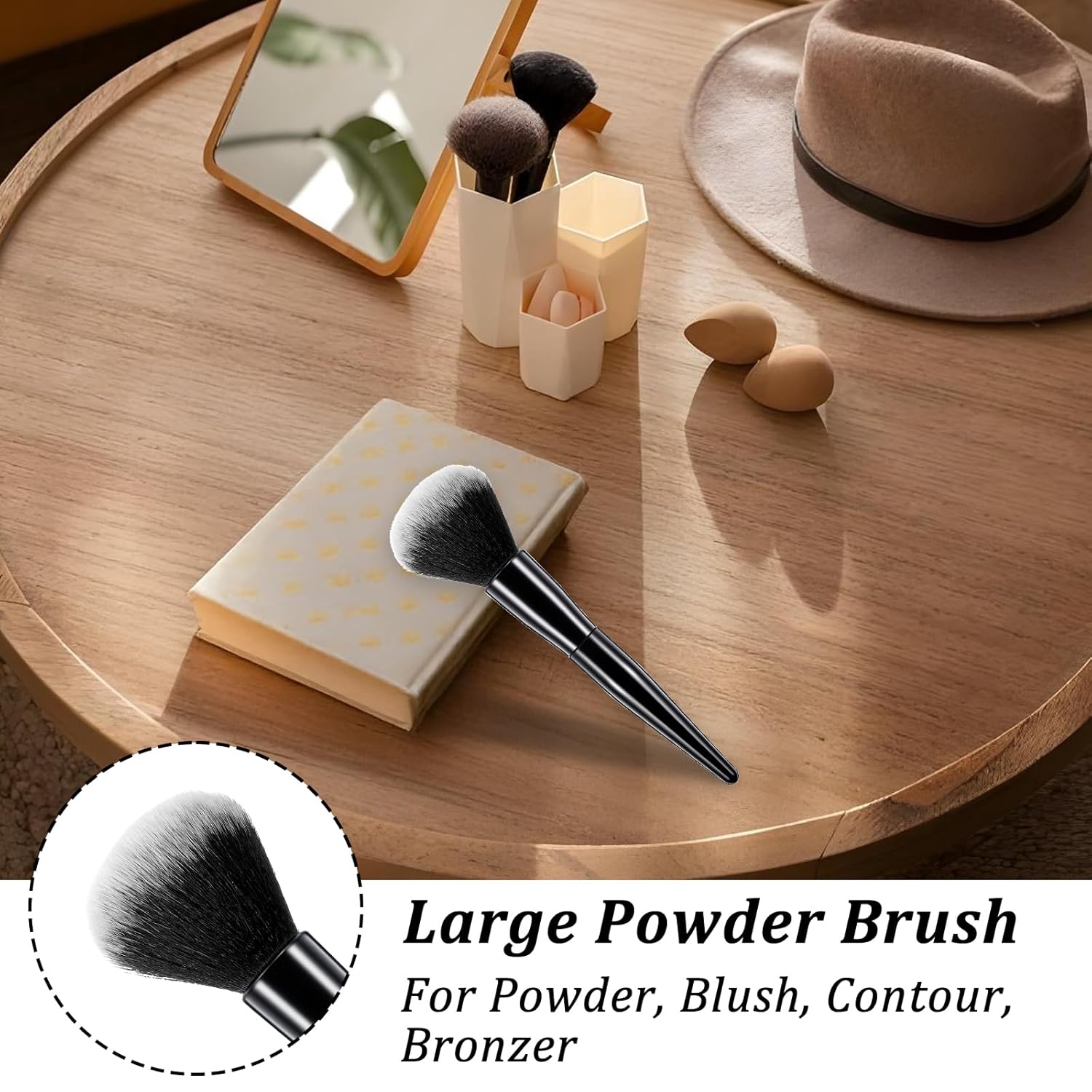 Setting Ultra Plush Fluffy Powder Brush Large Powder Brush Foundation Makeup Brush Powder Brush for Loose Powder,Big Makeup Brush for All-Over Powder Application with Powder Bronzer Foundation - Image 5