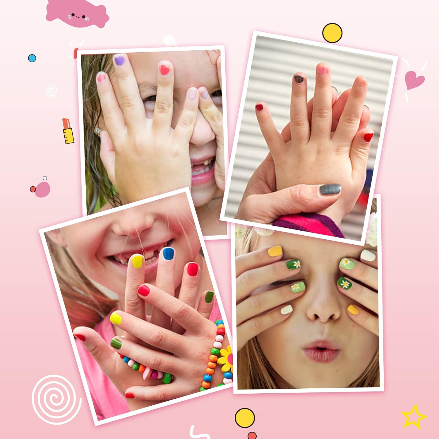 TOMICCA Kids Nail Polish Sets, 18 Pcs 100% Non Toxic Peel Off Water Based Safe Quick Dry Nail Polish Kit, Birthday Gifts Nail Paint Set for Girls with Nail Separator Stickers Kit (Ages 3+) - Image 6