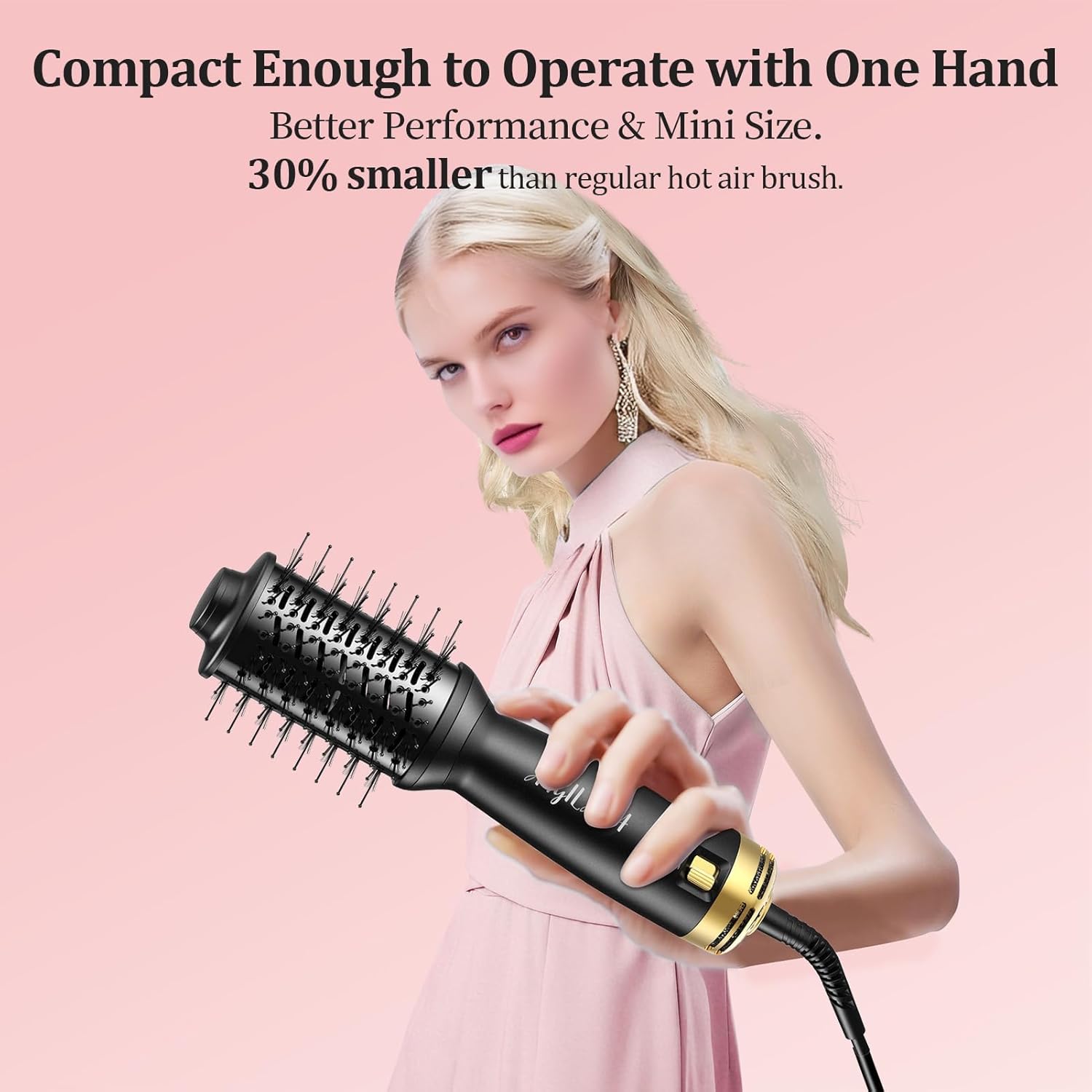 Dual Voltage(100~250V) Mini Hair Dryer Brush with European Plug Adapter for International Travel, Europe Travel Essentials for Women - Image 2