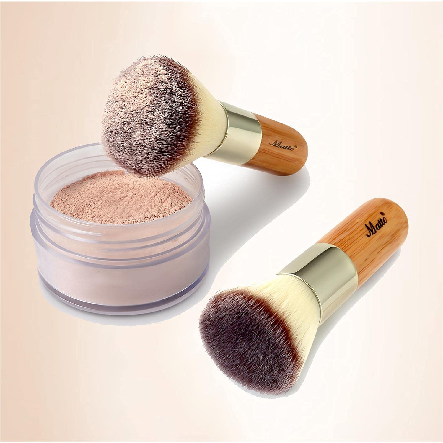 Matto Makeup Brush Set 2 Pieces Face Blush Kabuki Powder Foundation Makeup Brushes for Mineral BB Cream - Image 3