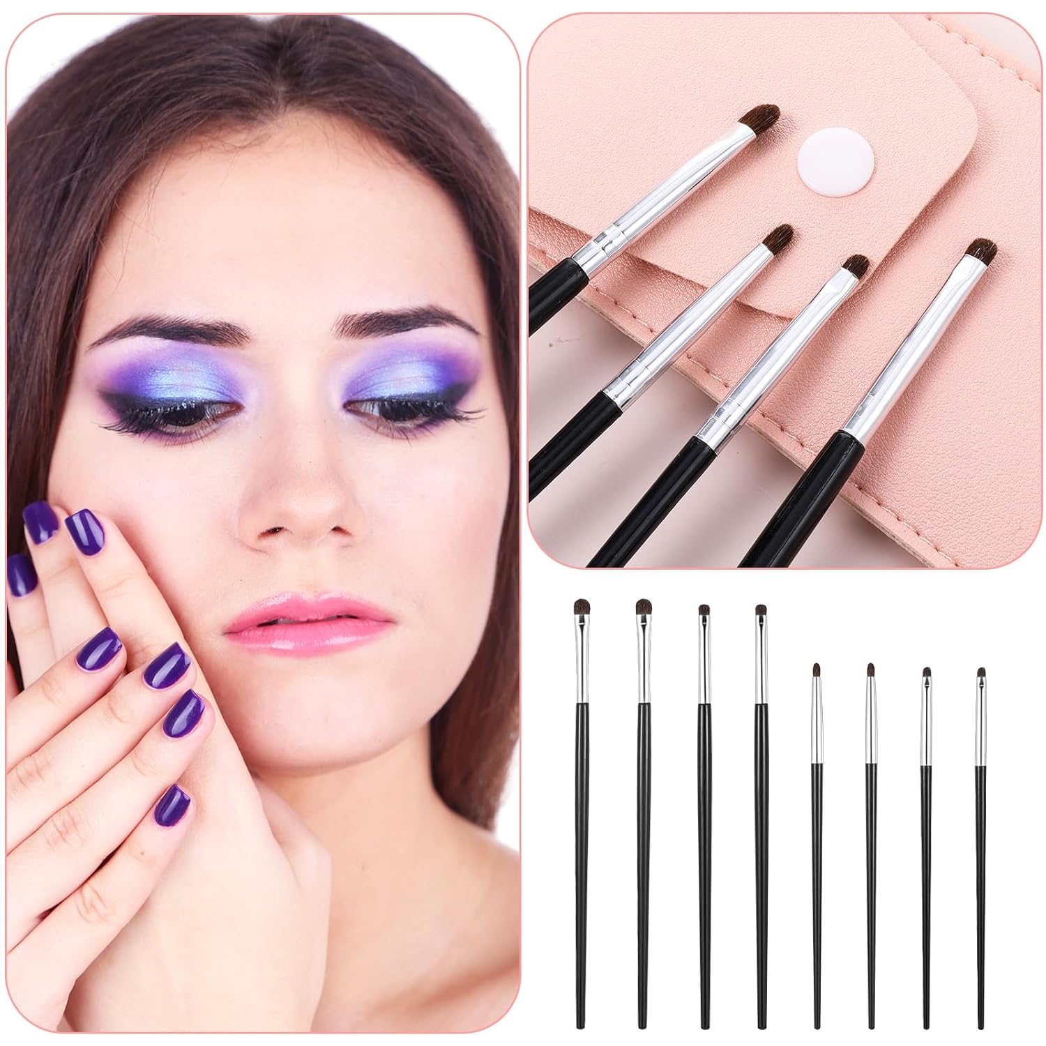 8 PCS Eyeliner Brushes Set, Mini Eye Makeup Brush Set Ultra Thin Brush Precision Fine Point Eyeliner Brush Flat for Eyeshadow, Eyeliner, Powder, Cream & Liquid Concealer - Image 6