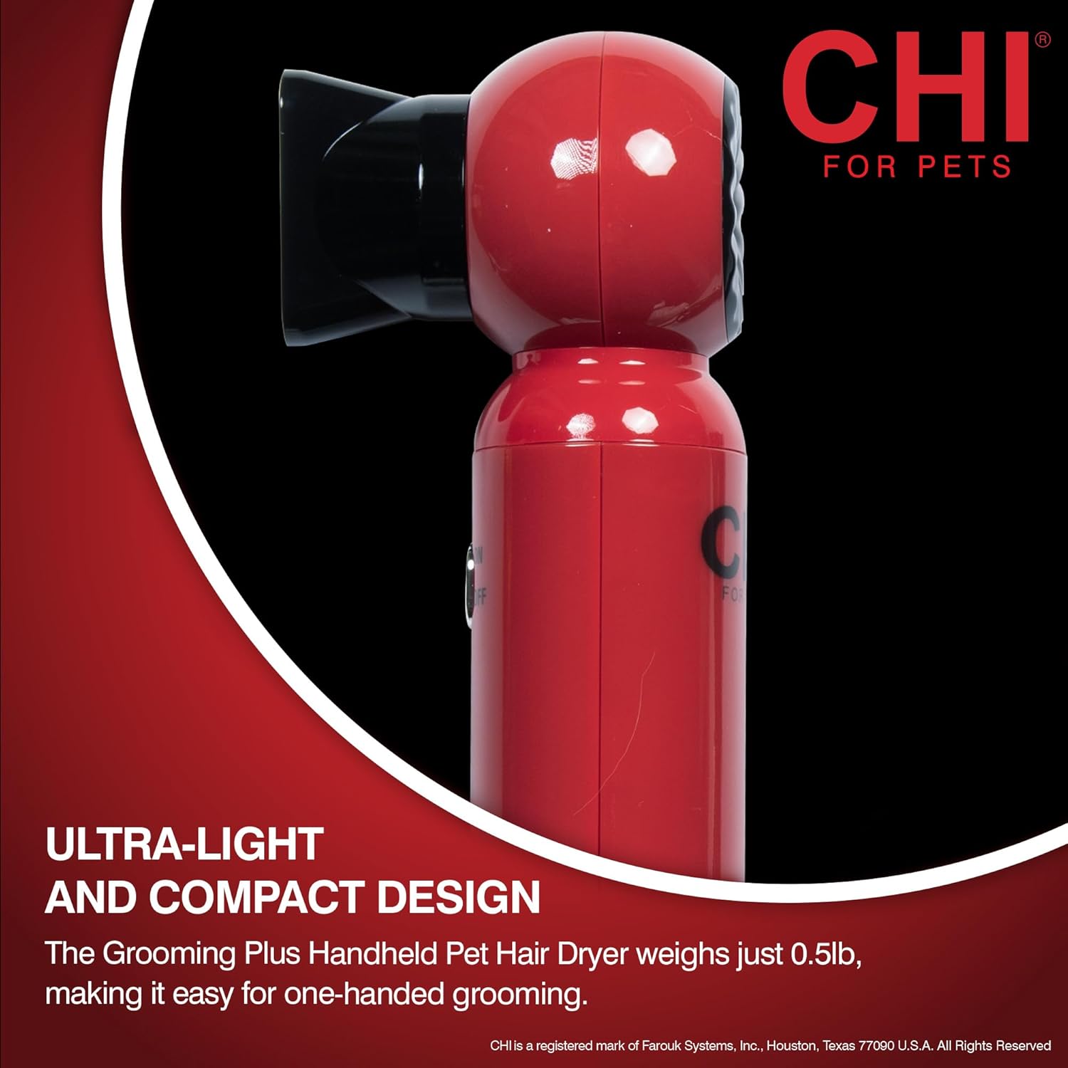 CHI for Pets Grooming Plus Handheld Pet Hair Dryer for Cats and Dogs, All Hair Types; Compact, Low Heat, Low Noise Pet Dryer; Leaves One Hand Free to Hold & Comfort Pet, FF28716 - Image 4