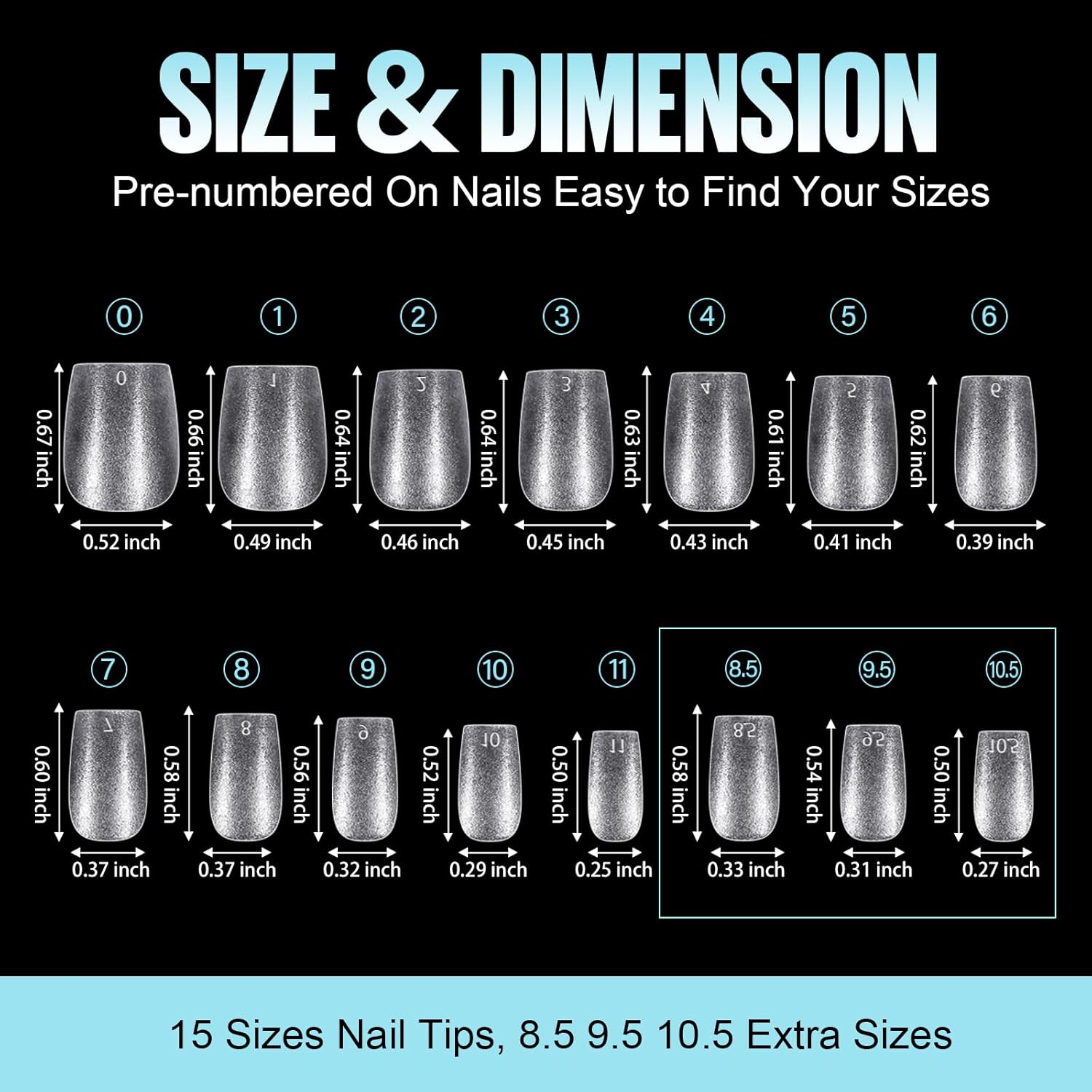TOMICCA Extra Short Coffin Nail Tips, 360Pcs Extra Short Gel Tips Full Matte Soft Nails Tips, Fake Acrylic Coffin Nail Tips for Dip Powder Gel Polish 15 Sizes - Image 6