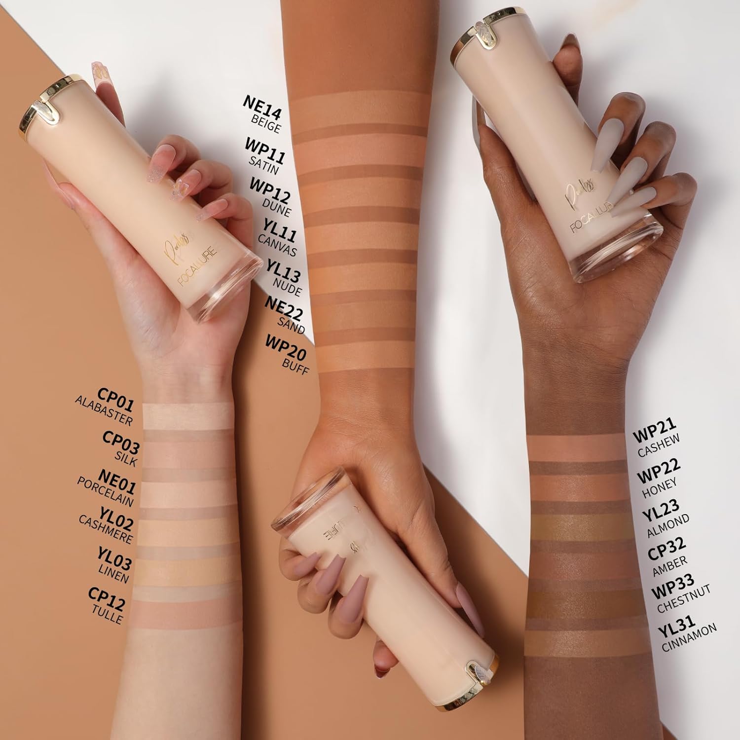 FOCALLURE PerfectBase Lasting Poreless Liquid Foundation, Medium to Full Coverage with Matte Finish, Covers Blemishes & Under-Eye Circles for All Skin Types, WP12 Dune - Image 8