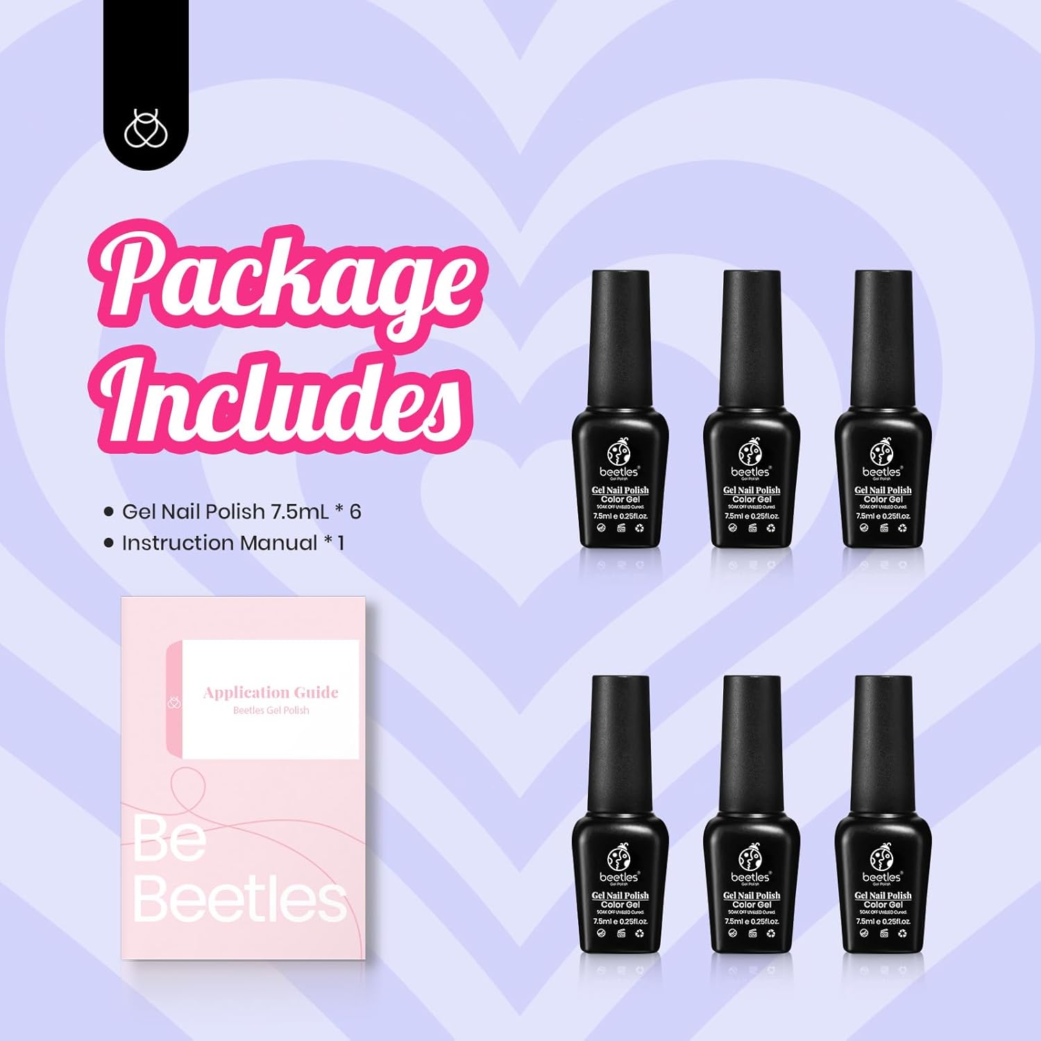 Beetles Gel Nail Polish Set - 6 Colors Hot Pink Rose Red Summer Nail Gel Polish Kit Gel Nail Polish Collection Pink Glitter Gifts for Women Soak Off Uv Nail Lamp Manicure Kit - Image 7