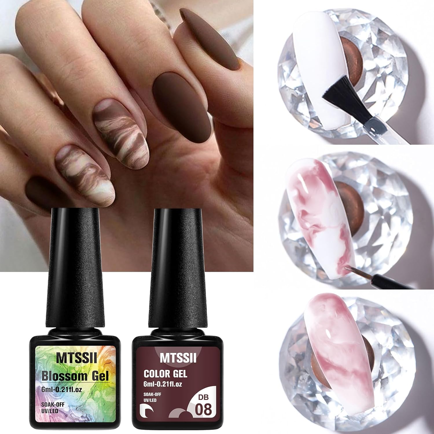 8 Color Blooming Watercolor Ink Gel Nail Polish Set for Marble Nail Art - Image 4