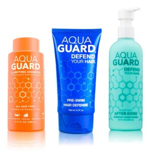 AquaGuard Swimmers Essential Hair Protection Bundle | Prevents Chlorine Damage + Softens Hair While Swimming | Color Safe, Leaves Hair Smelling Great | Made in California