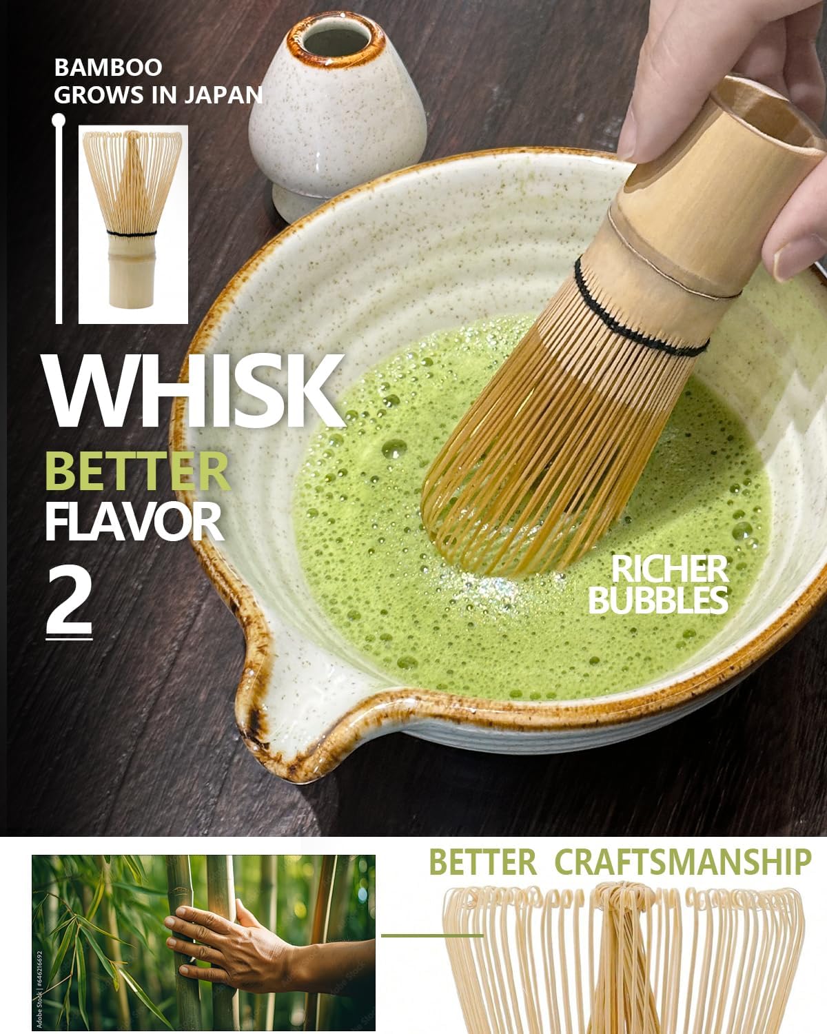 Matcha Whisk Set with Matcha Bowl, Matcha Bamboo Whisk, Scoop, Sifter, Matcha Whisk Holder Unique Gifts for Women Men Girl Friend Home Kitchen Decor Gifts for Christmas, Birthday,Halloween - Image 4