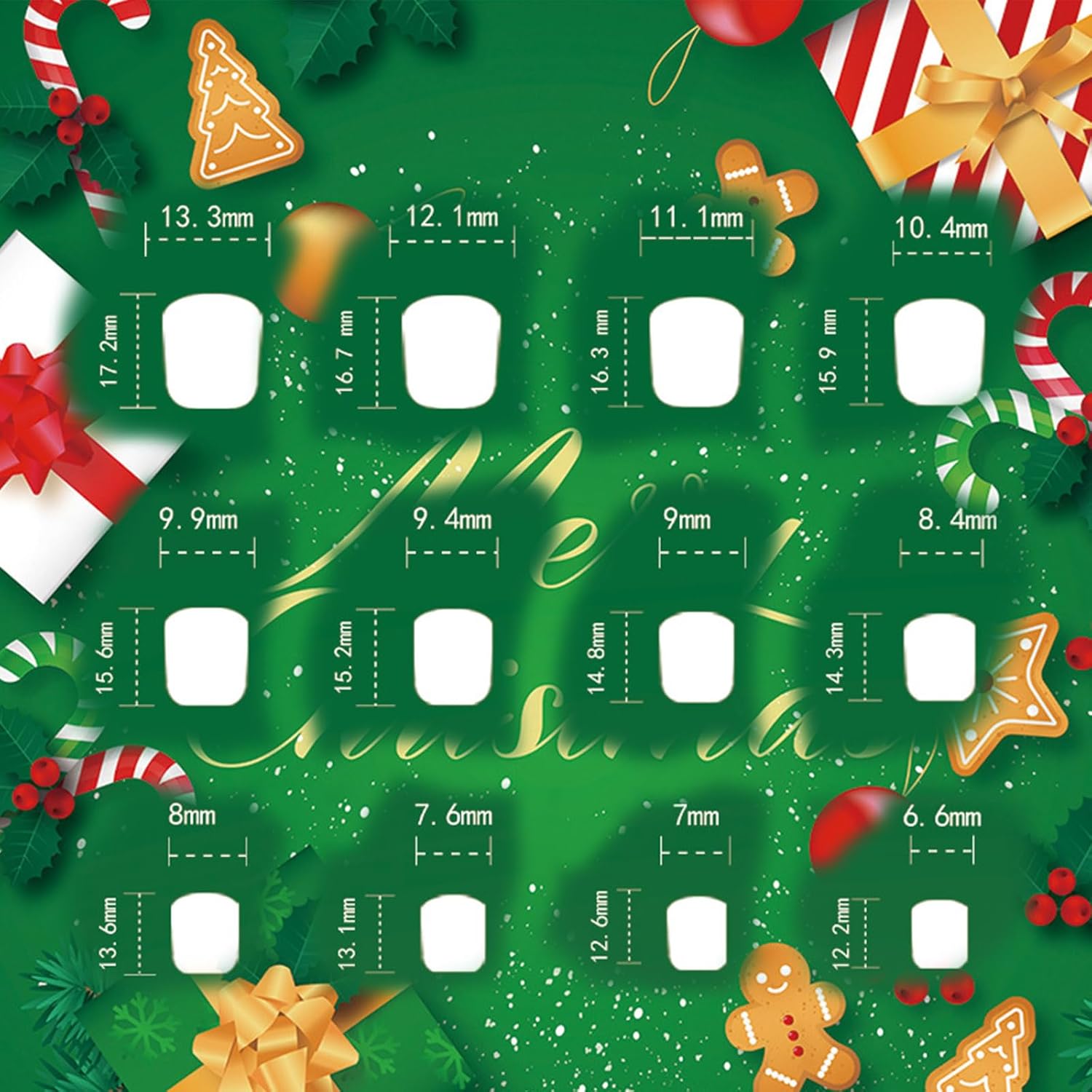 Christmas Snowflake Press on Nails Glossy Red Curve Line Acrylic Fake Nails 24Pcs Candy Stripes False Nails Gel Glue on Nails for Manicure Snowflake Stick on Short Square Nails for New Years Gifts - Image 6