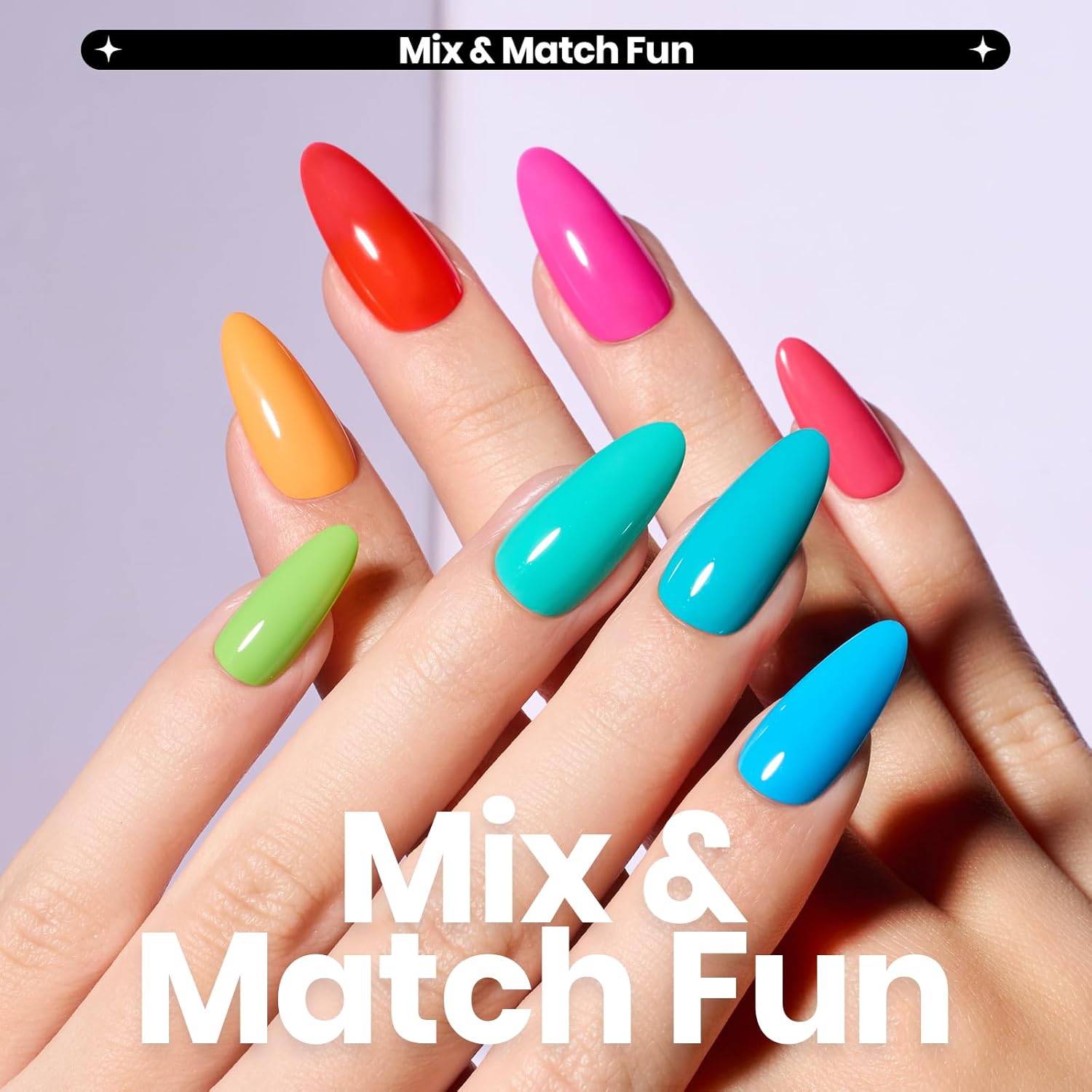 Beetles Neon Nail Polish Set - Quick Dry Nail Polish Kit 12 Colors Hot Pink Green Blue Yellow Red Regular Air Dry Fingernail Polish Pack for Women Gift Beetles Summer Cocktails 12 Colors - Image 3