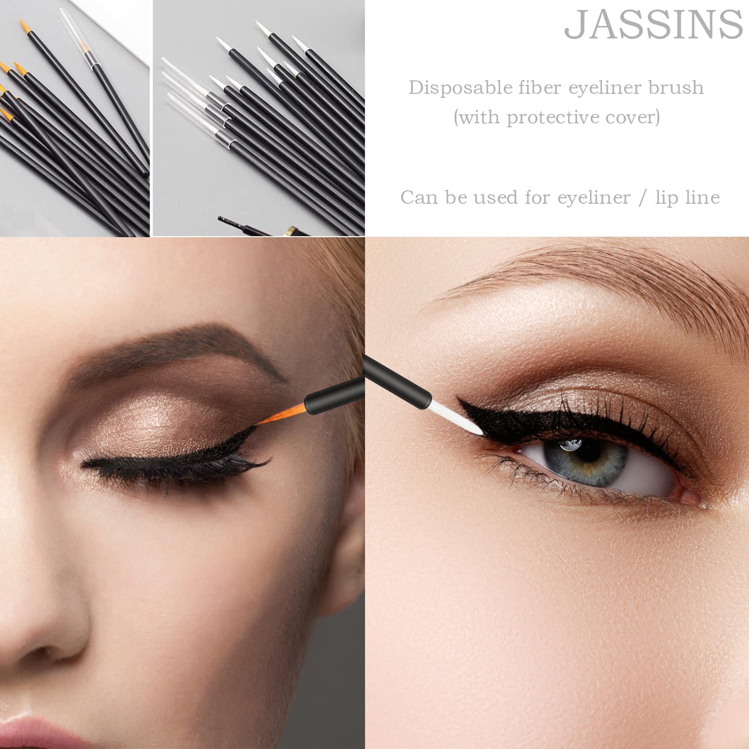 300pcs Disposable Makeup Tool Kit,Brow brush/Mascara brush/Lip Applicators/Eyeshadow applicators/Eye liner brush,JASSINS Makeup Disposable Accessories With Organizer Box - Image 5