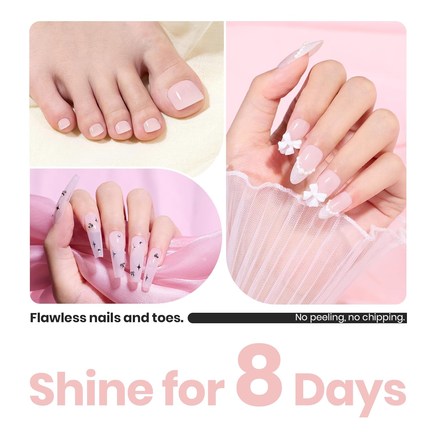 Beetles Nail Polish - Light Pink Natural Nail Polish Natural Nail Concealer Fast Dry Quick Nail Strengthener and Growth Treatment for Thin and Damaged Nails,0.51 FL OZ - Image 5