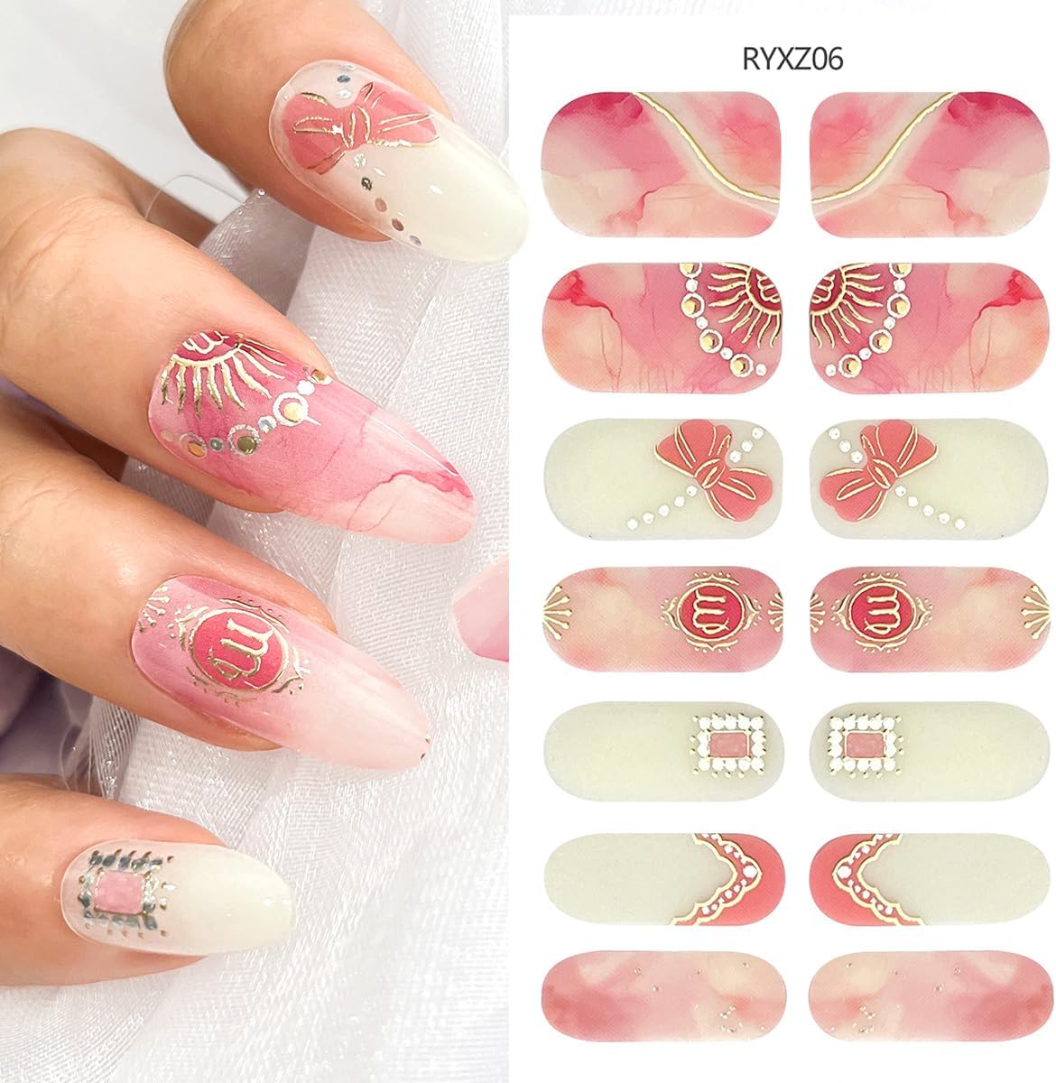 6 Sheets Zodiac Nail Stickers 3D Self-Adhesive English Letters Nail Art Stickers for Nail Art Pink Gold Silver Design Zodiac Nail Decals Pegatinas Uñas Letter Sticker for Women Girls Acrylic Nails - Image 6