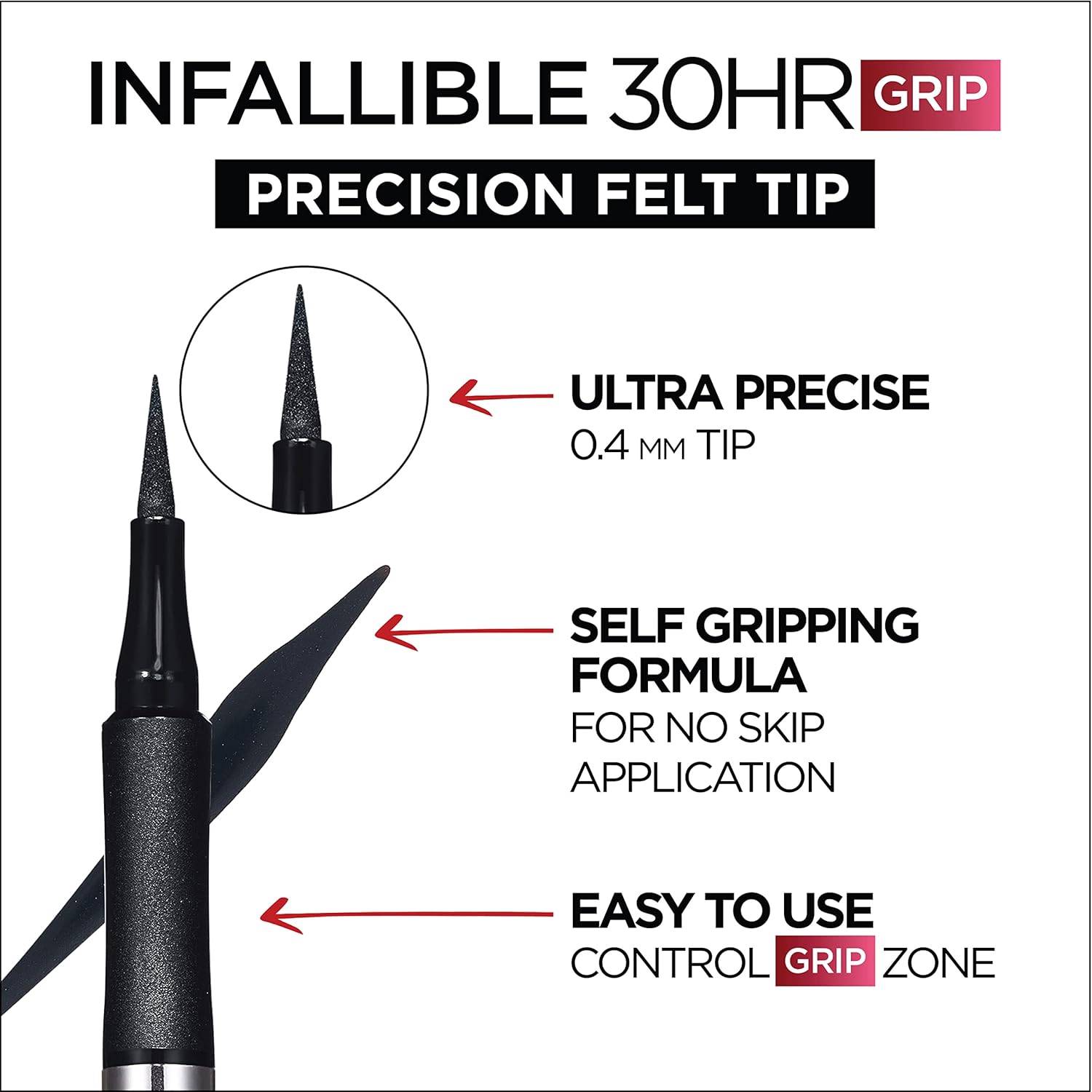 L'Oreal Paris Cosmetics Paris Makeup Infallible Grip Precision Felt Eyeliner, Smudge Resistant, Long Lasting Waterproof Eyeliner, Blue, Blue, 0.03 fl oz - Image 6