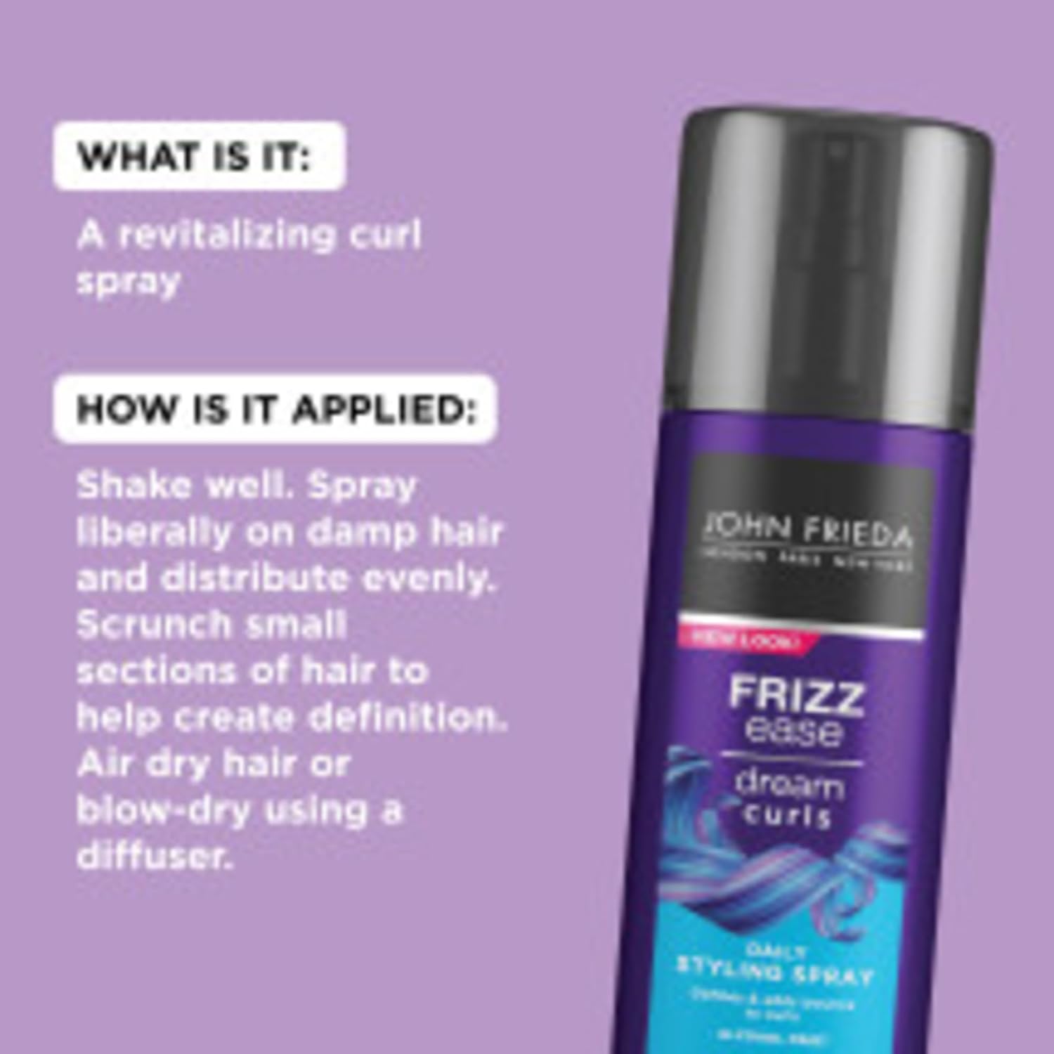 John Frieda Anti Frizz, Frizz Ease Dream Curls Daily Styling Spray for Curly Hair, Magnesium-enriched Formula, 6.7 Oz, Pack of 2 - Image 5