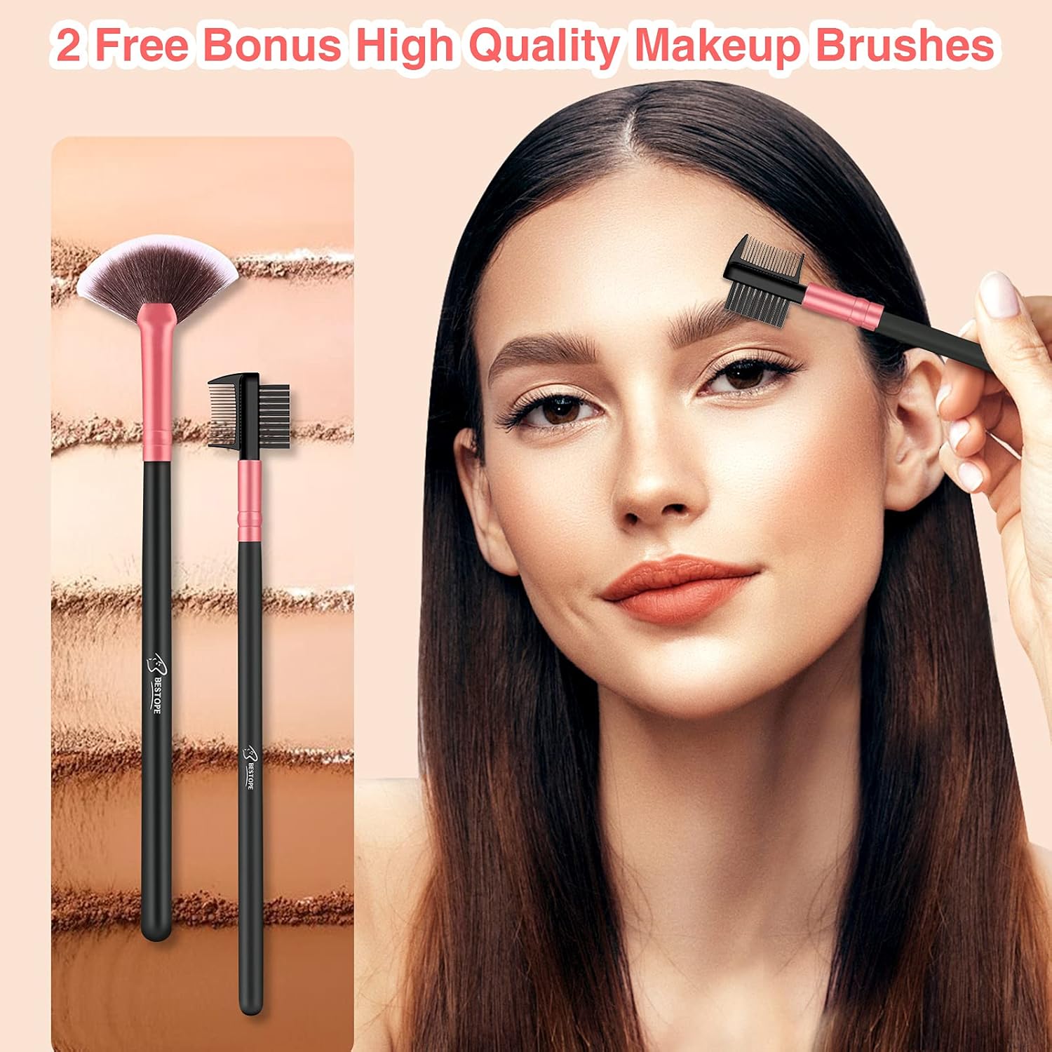 Makeup Brushes Makeup Brush Set - 16 Pcs BESTOPE PRO Premium Synthetic Foundation Concealers Eye Shadows Make Up Brushes set,Eyeliner Brushes(Black) - Image 6