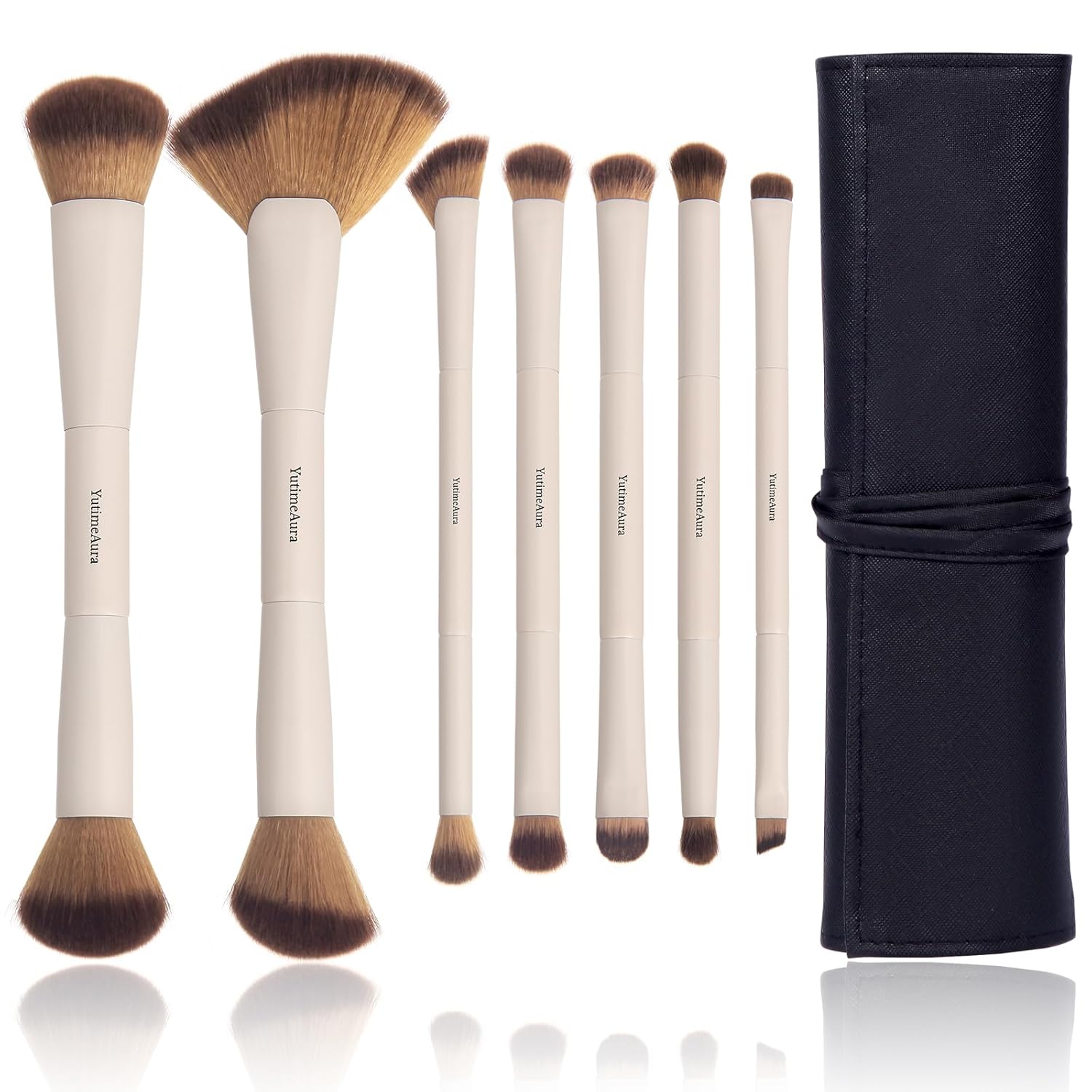 Makeup Brushes, Dual End Makeup Brush Set 7 Pcs, Foundation Contour Powder Concealer Eye Shadows Blush Make Up Brushes, Travel Gift Set, Cruelty-Free