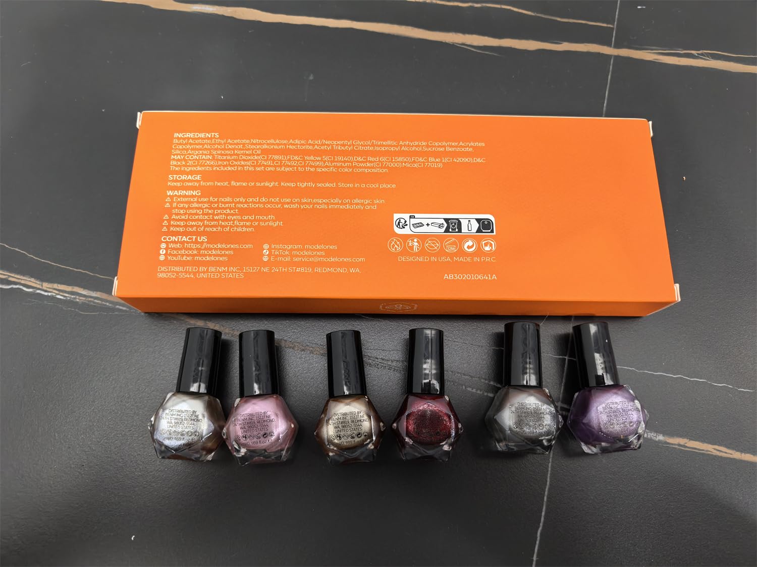 modelones Nail Polish Set 6 Colors, Metallic Mirror Red Pink Gold Silver Purple Chrome Mini Nail Lacquer Kit, Holographic Quick Dry Home DIY Manicure Nail Art Holiday Xmas Gift for Women Girls Party - Image 9