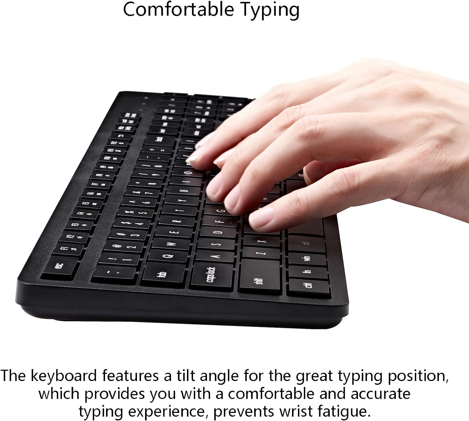 Wireless Keyboard, 2.4G USB External Silent Cordless Keyboard for Windows Chrome Laptop Computer PC Desktop Notebook Chromebook, 106 Keys Full Size with Number Pad (Black) - Image 3