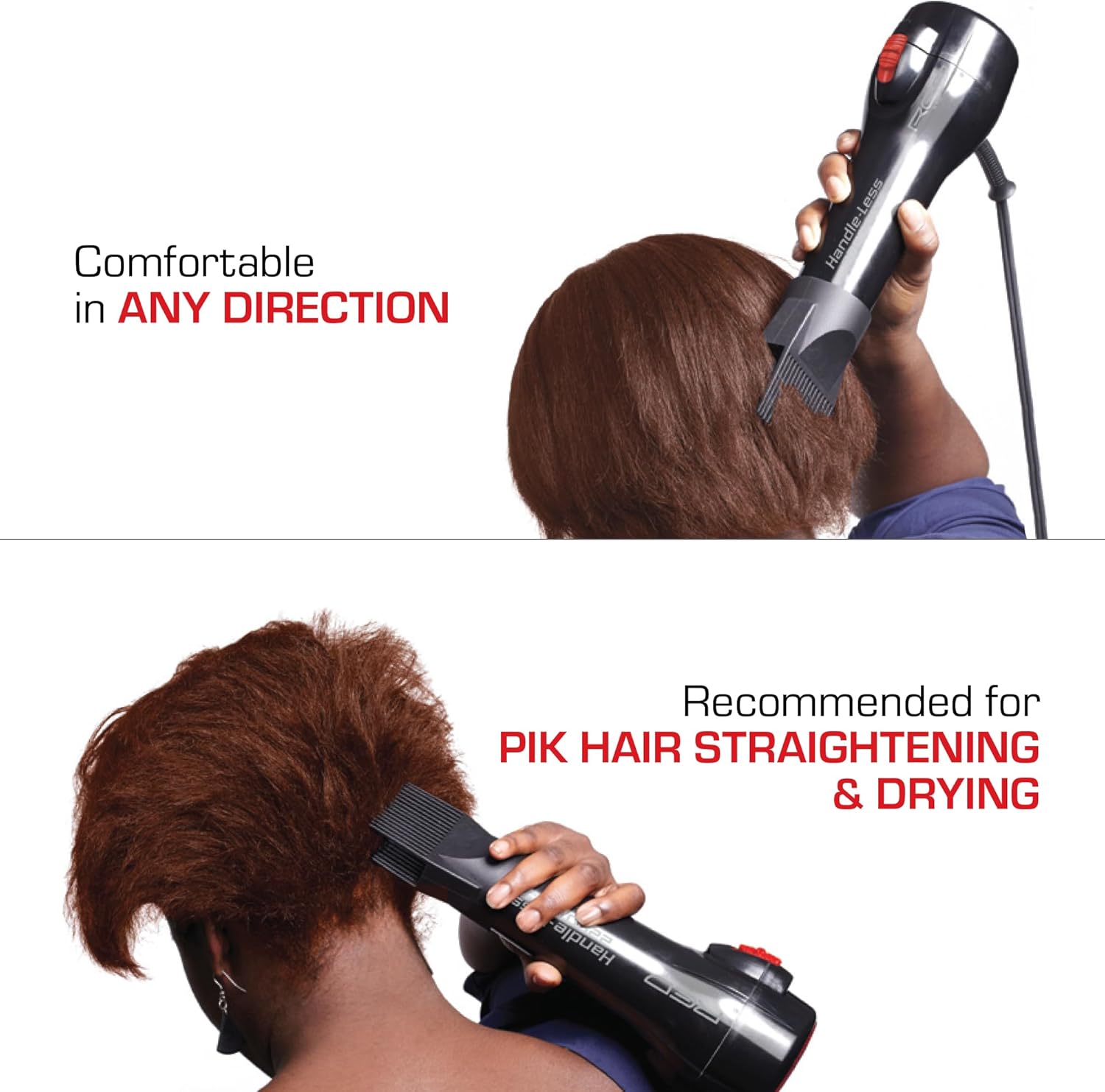 RED by Kiss Handle-Less 2200W Ceramic Tourmaline Hair Dryer with Comb Attachements and Heat Protector Spray - Image 5