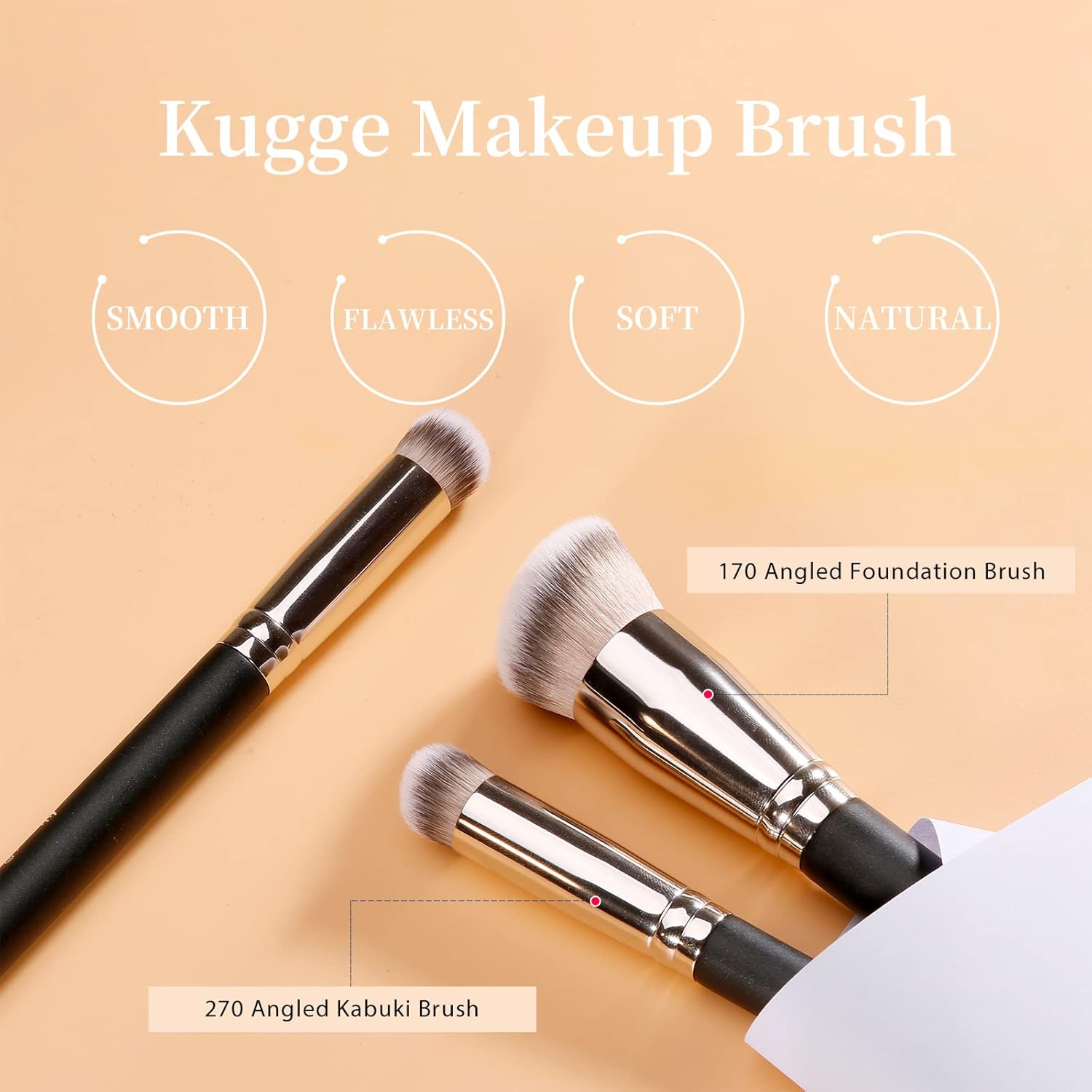 Under Eye Concealer Brush & Foundation Brush for Liquid Makeup, 2PCS Dense Synthetic Angled Kabuki Blending Makeup Brush, for Liquid, Cream and Setting Powder - Image 2