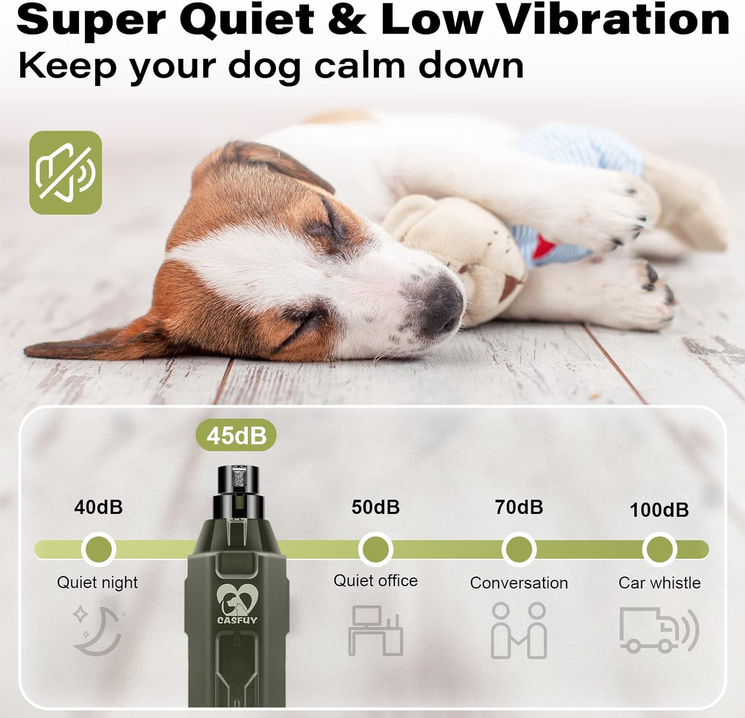 Casfuy Rechargeable 6-Speed Quiet Dog Nail Grinder for All Dog Sizes - Image 4