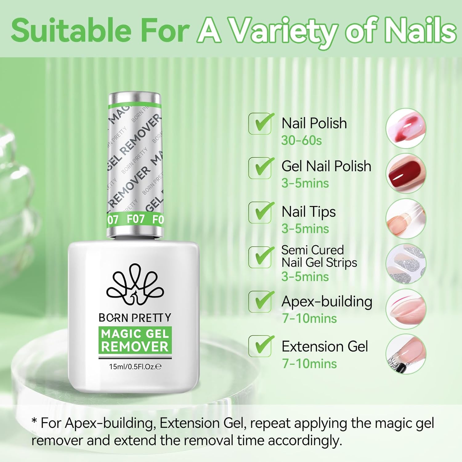 BORN PRETTY Magic Gel Nail Polish Remover with New Upgraded Gentle Formula,Faster & Easier & Cleaner & Safer Professional Nail Polish Remover In 3-5 Minutes,No Need for Foil Soaking Or Wrapping - Image 6