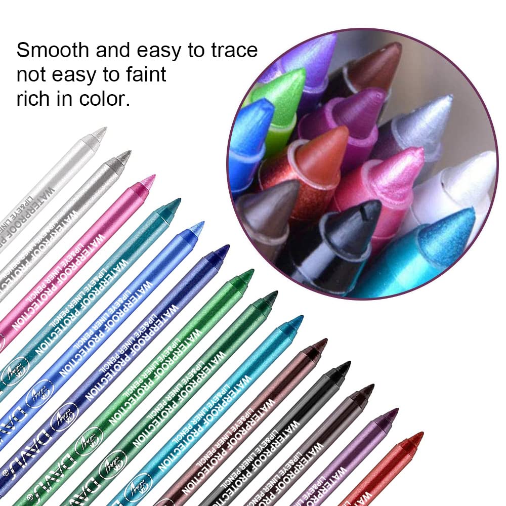 2Pcs Bright Blue & Dark Blue Eyeliner Pen Set, Pearl Metallic Glitter Eyeliner Pencil Kit - Waterproof Professional Eye Makeup - Eye Liners for Women - E1 - Image 5