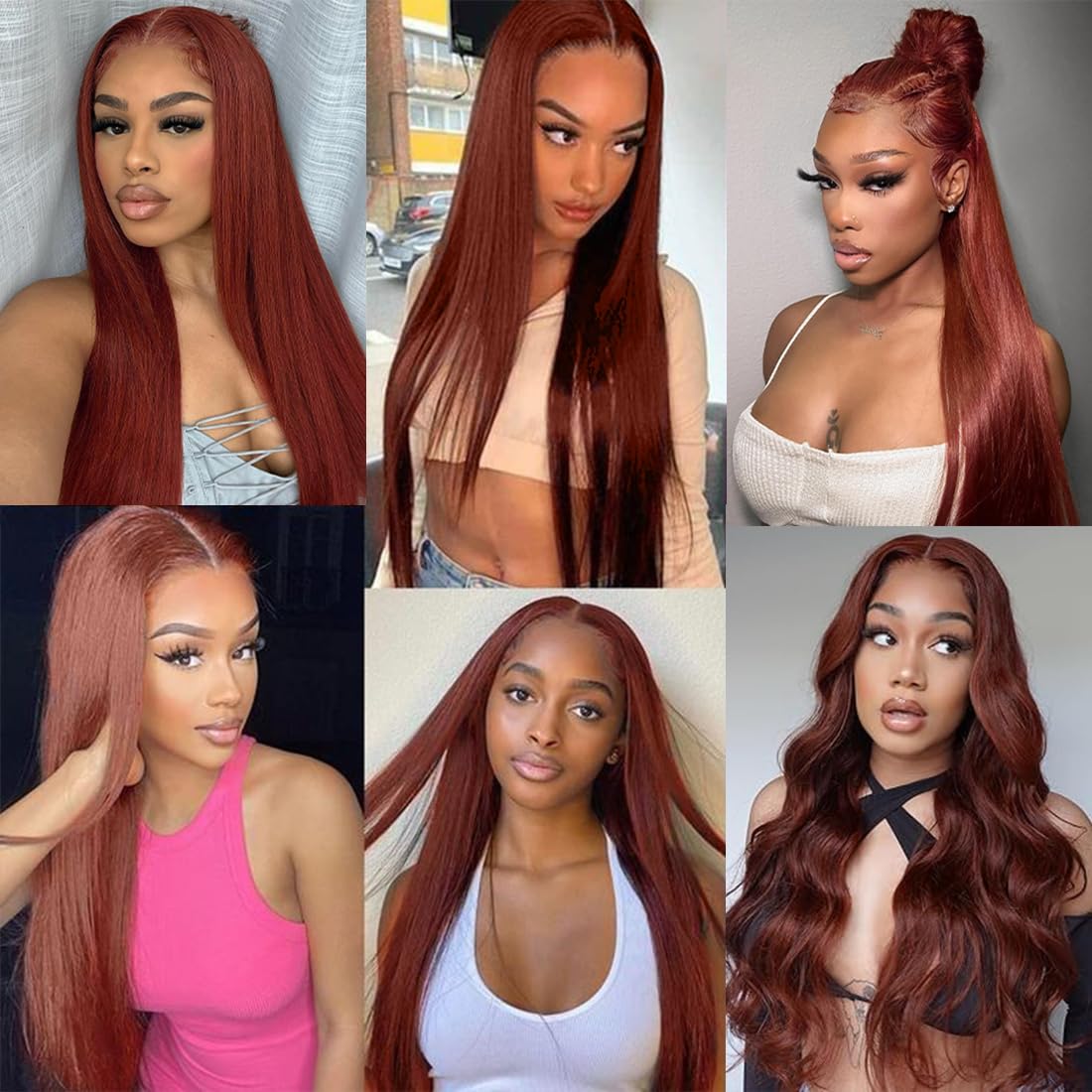 Reddish Brown HD Lace Front Wigs Human Hair Pre Plucked with Baby Hair Brazilian Unprocessed Straight Human Hair 13x4 Lace Front Wig Auburn Copper Colored Wigs for Women (Reddish Brown,22 Inch) - Image 6