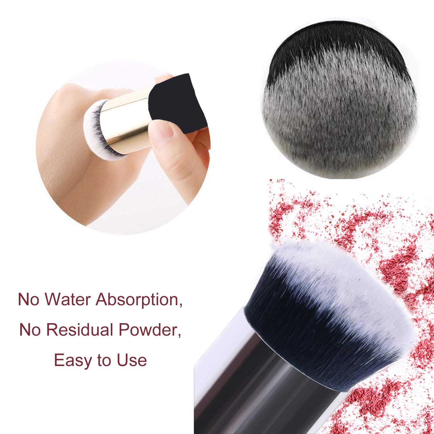 2 Pieces Foundation Brush, Chubby Makeup Brush, Suit For Blending Liquid, Cream or Flawless Powder Cosmetics(Golden & Silver) - Image 2
