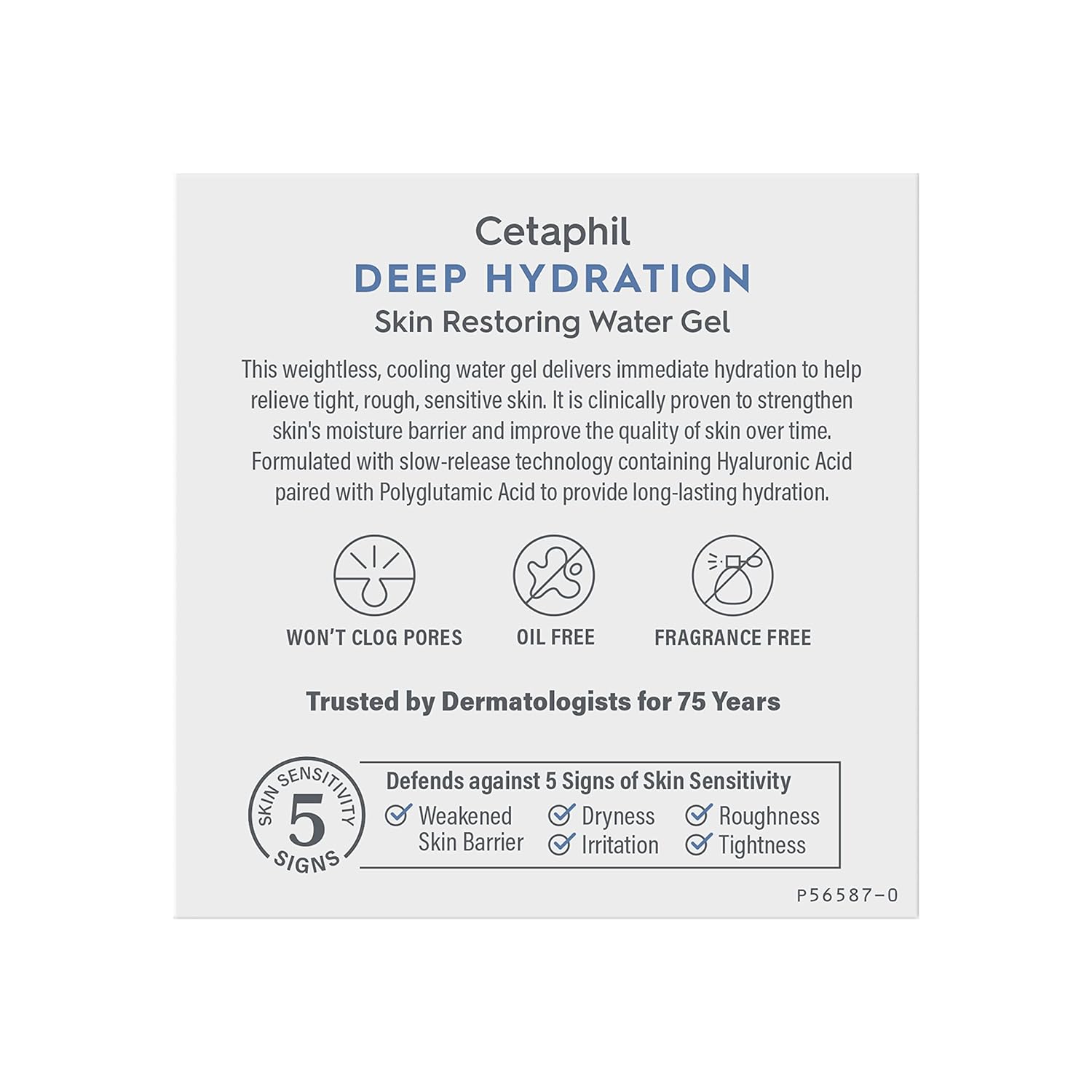 Cetaphil Deep Hydration Skin Restoring Water Gel with Hyaluronic and Polyglutamic Acid, Face Moisturizer, 72 Hour Hydration, For Dry, Dehydrated Sensitive Skin, Fragrance Free, 1.7 oz, Fragrance Free - Image 3