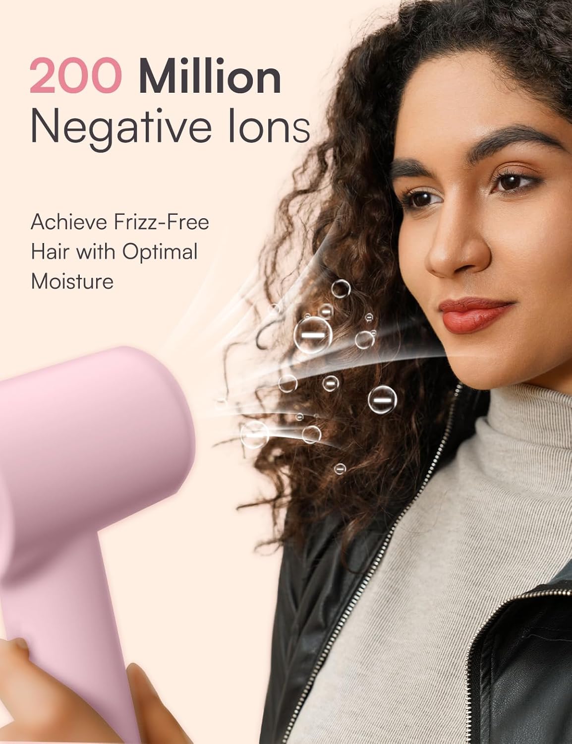 Professional Hair Dryer with Diffuser, TurboLux 1500W High-Speed Blow Dryer for Fast Drying, Lightweight, Ultra-Quiet, Diffuser Hair Dryer with 110000 RPM Brushless Motor (Pink) - Image 6