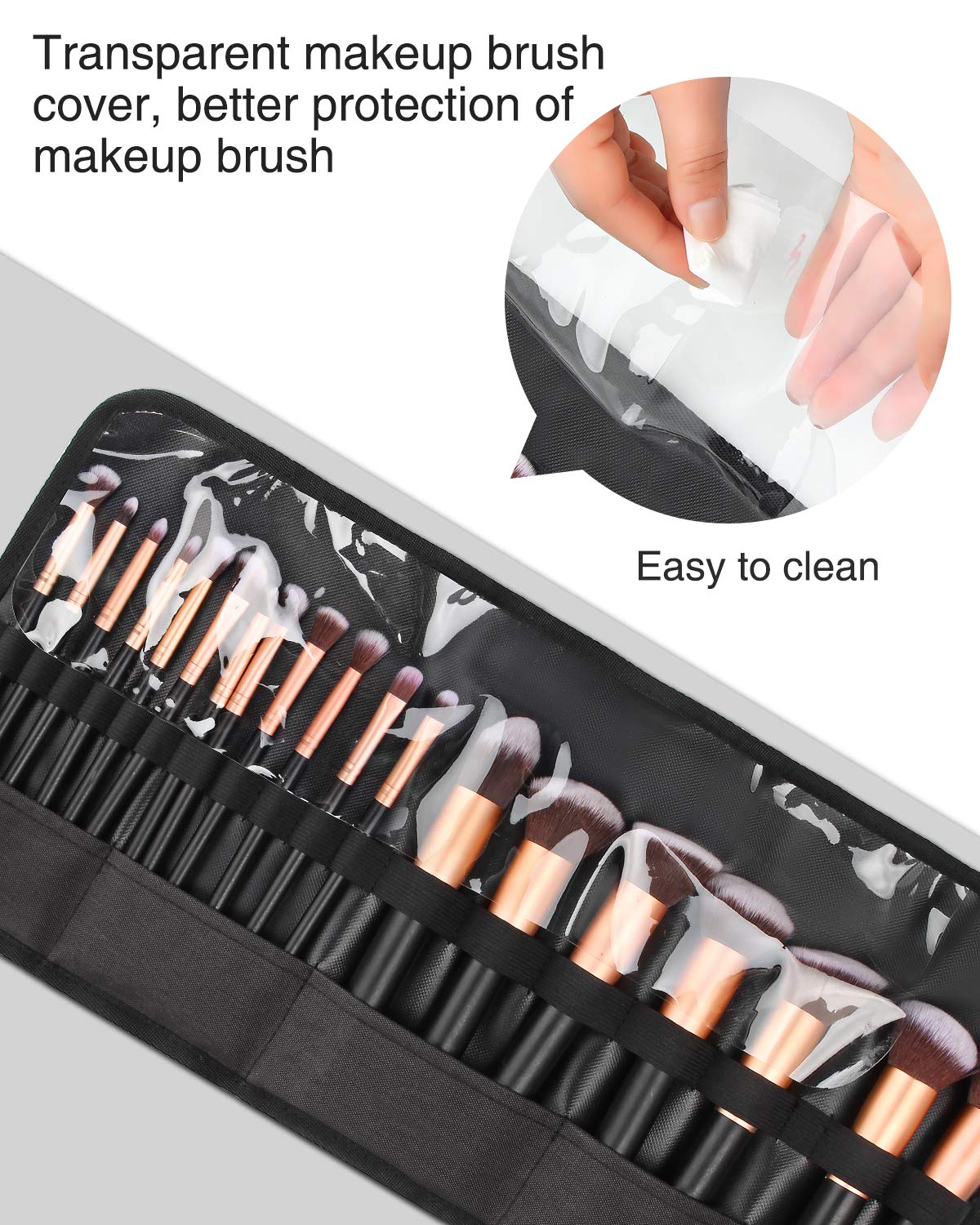 OCHEAL Makeup Brush Holder,Makeup Brush Organizer,Travel Makeup Brushes Bag Cosmetic Bags Pouch for Women Cosmetic Brushes Makeup Artist -Brushes Not included - Image 3