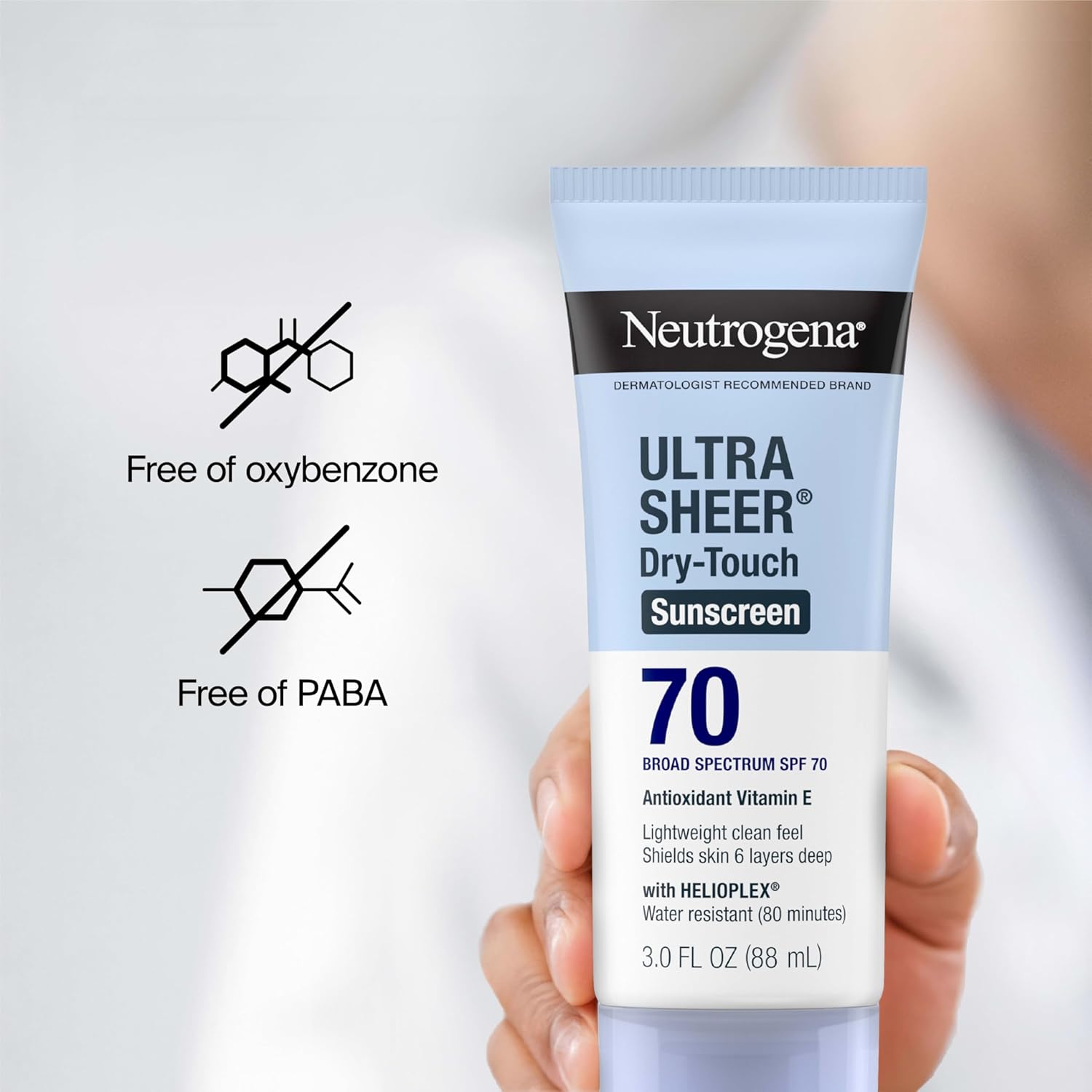 Neutrogena Ultra Sheer Dry-Touch Water Resistant and Non-Greasy Sunscreen Lotion with Broad Spectrum SPF 70, 3 Fl Oz (Pack of 1) - Image 7