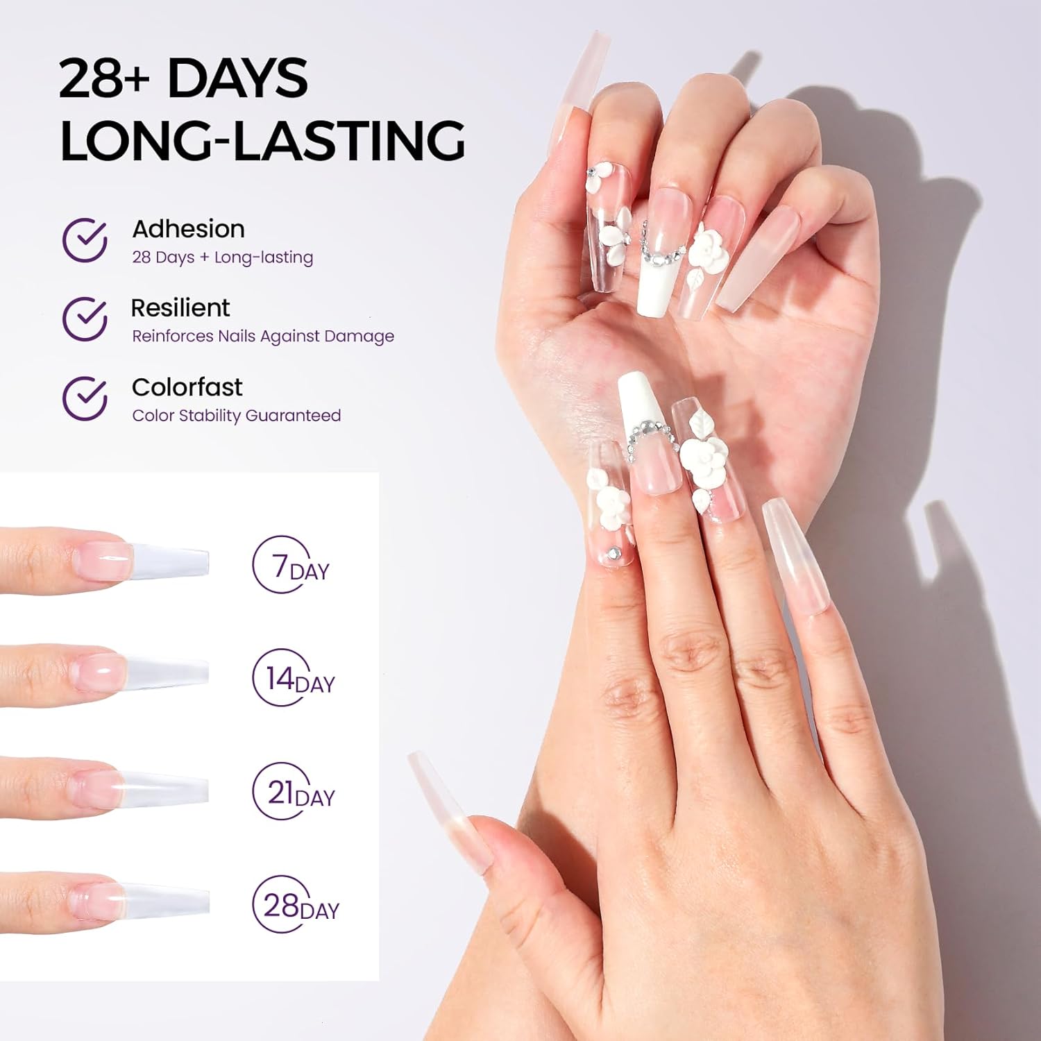 Acrylic Nail Kit: 30g Clear Acrylic Powder and 75ml Liquid Set with Nail Brush and Forms Nails Extension Kit for Beginners for Home DIY Salon Nails Application - Image 6