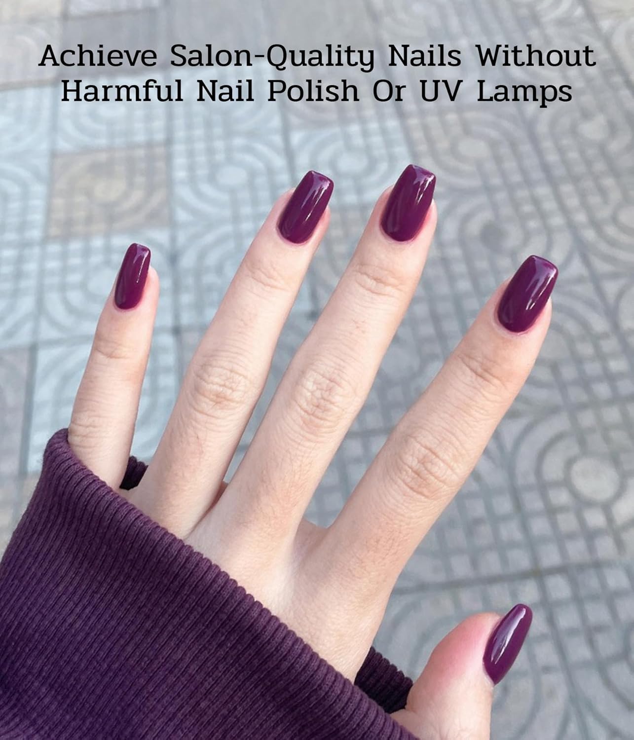 Nail Polish Strips - 22 Pcs Salon Quality Gel Nail Stickers - Long Lasting Wraps (Berry Wine Violet) - Image 2