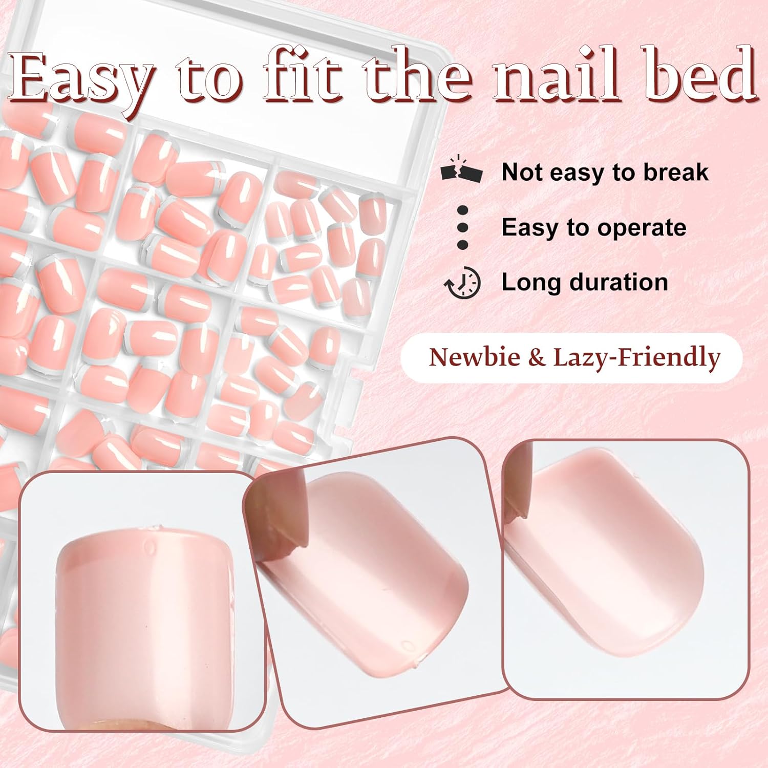 White French Tip Press on Nails Short Square Fake Nails, Glossy Square Nails Press on Full Cover Acrylic French Tip Nails Short False Nail Tips 240pcs Glue on Nails - Image 3