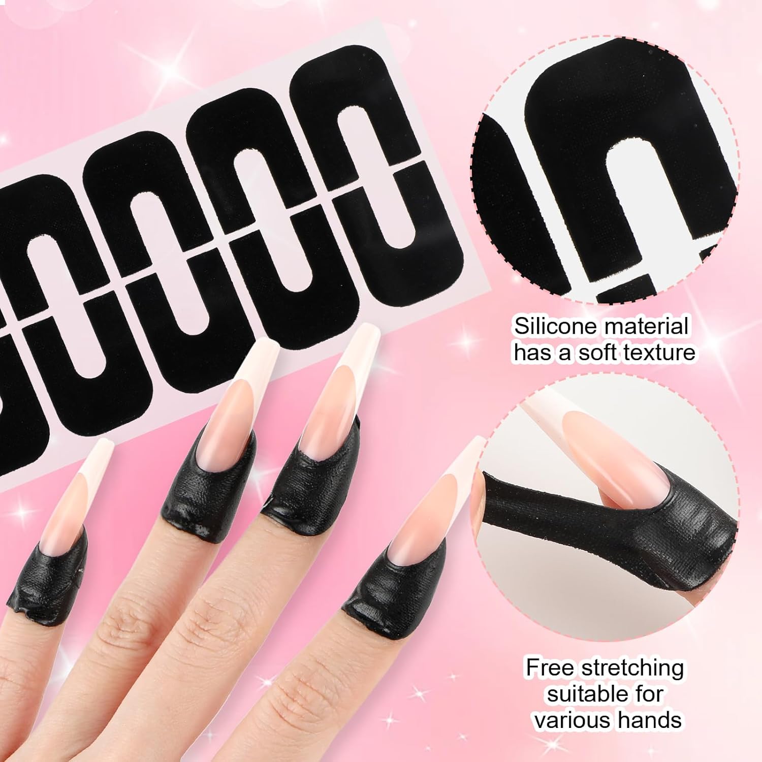 200PCS Nail Polish Protector for Fingers, Gel Nail Sticker, Peel Off Barrier 99.99%+ UV Finger Protection Skin Cuticle Protector Tape for Nail Painting, U-Shaped French Tip Nail Art Accessories DIY - Image 3
