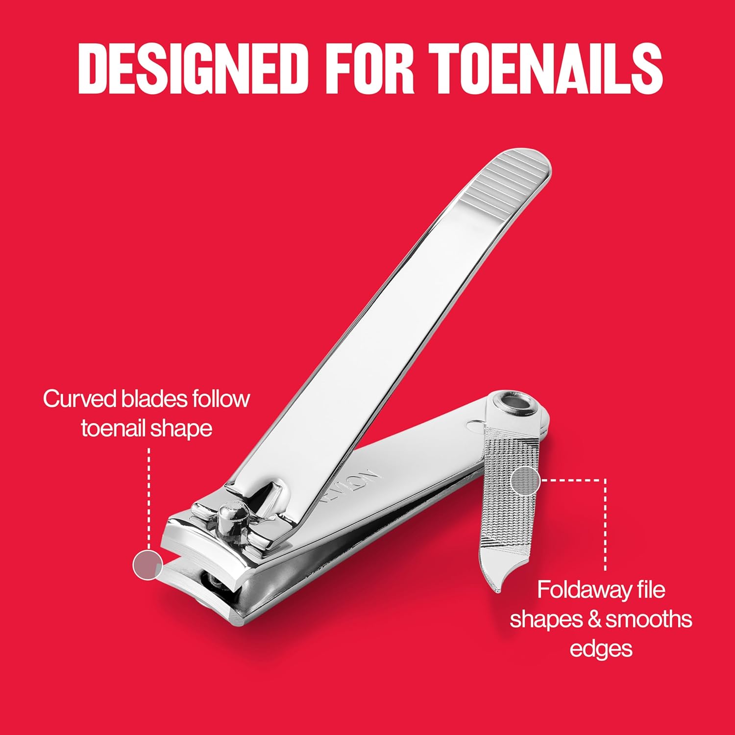 Revlon Toenail Clipper With File, Nail Care Tool With a Curved Blade for Accurate Trimming and Grooming, Easy to Use, 1 count - Image 3