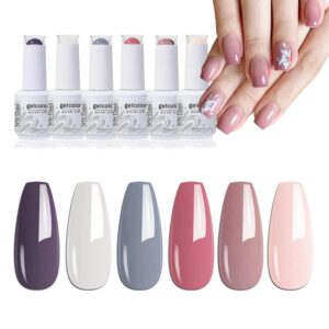 Arte Clavo Gel Nail Polish Set 6PCS Nude Pink Gray Neutral Gel Polish kit All Seasons Suitable Wedding Holiday Soak Off Nail Polish DIY Salon Manicure Set For Women Girls 629…