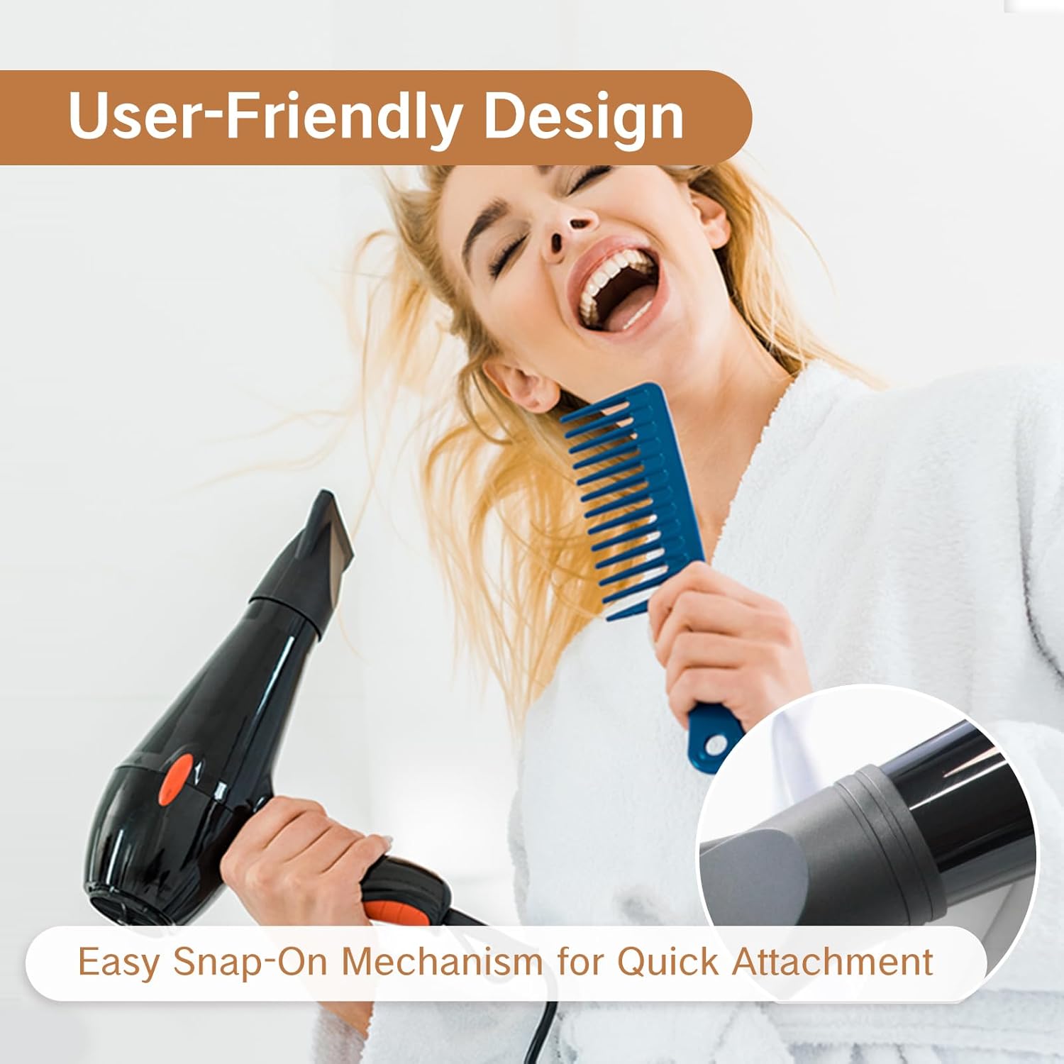 2PCS Hair Dryer Attachment Universal Black Plastic Blower Nozzle Replacement Styling Tool for Home Use or Professional Salon Hairdressing Blow Outer Diameter 4.2cm to 4.6cm - Image 5
