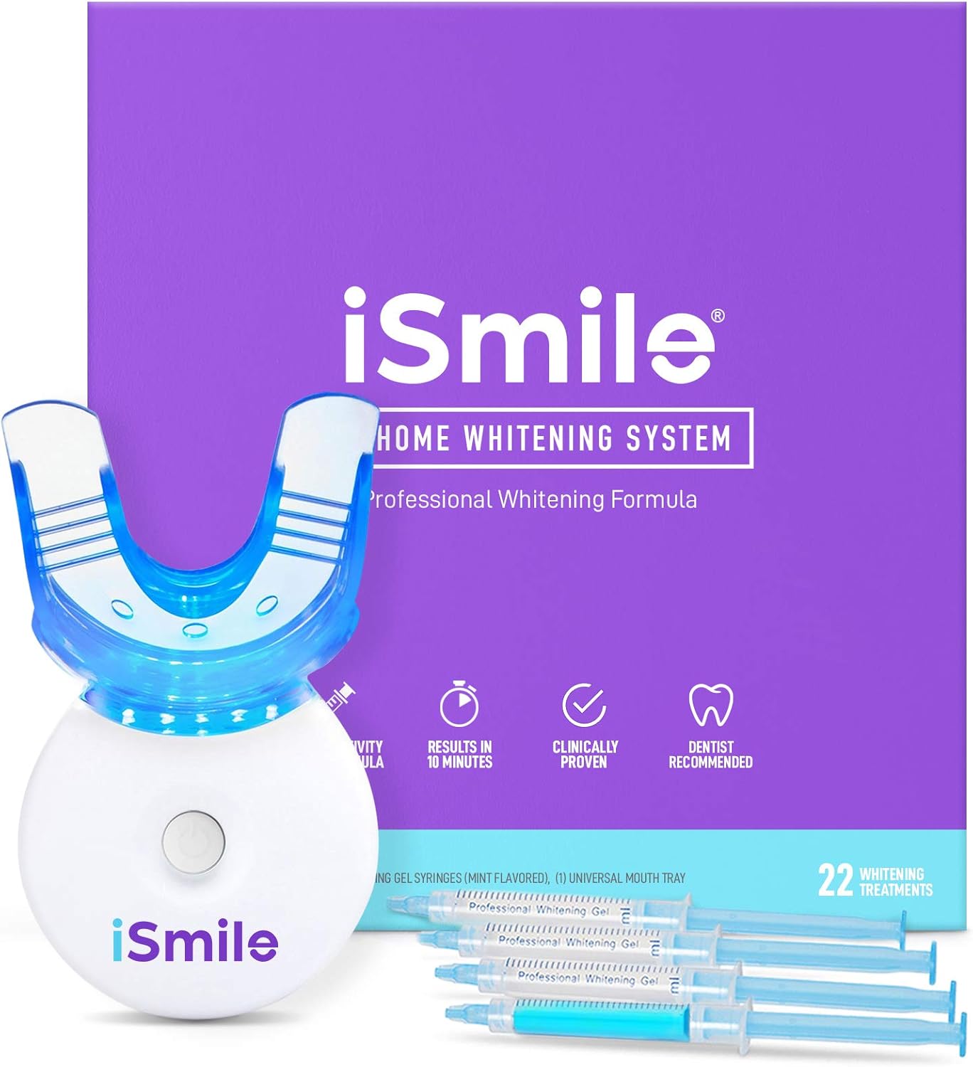 iSmile Teeth Whitening Kit - LED Light, 35% Carbamide Peroxide, (3) 3ml Gel Syringes, (1) Remineralization Gel, and Tray. - Image 7