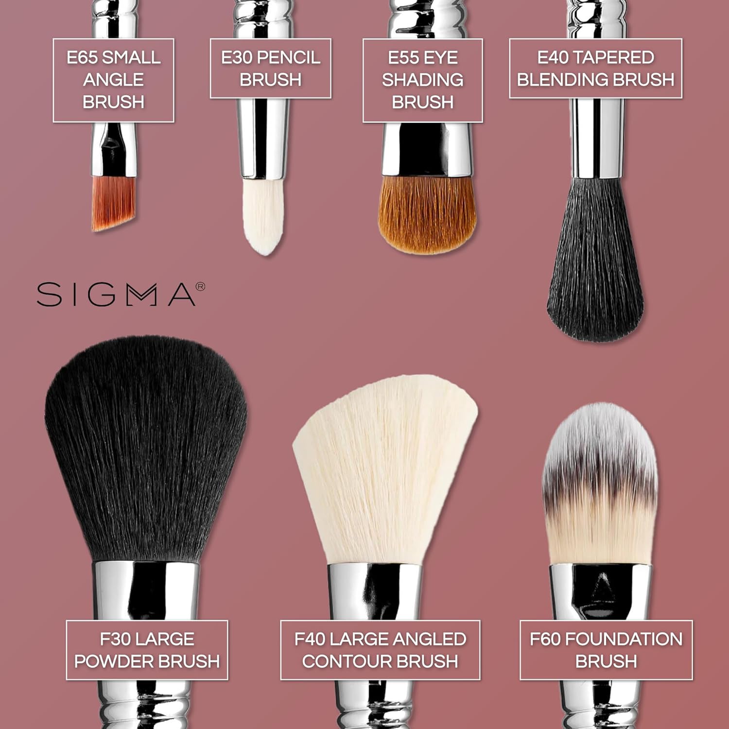 Sigma Beauty Makeup Brush Set – 7-Piece Travel Makeup Brushes for Flawless Application of Foundation Makeup, Blending, Contour, Eyeshadow & Brow Makeup – Compact & Stylish Carrying Case (8 pcs) - Image 4