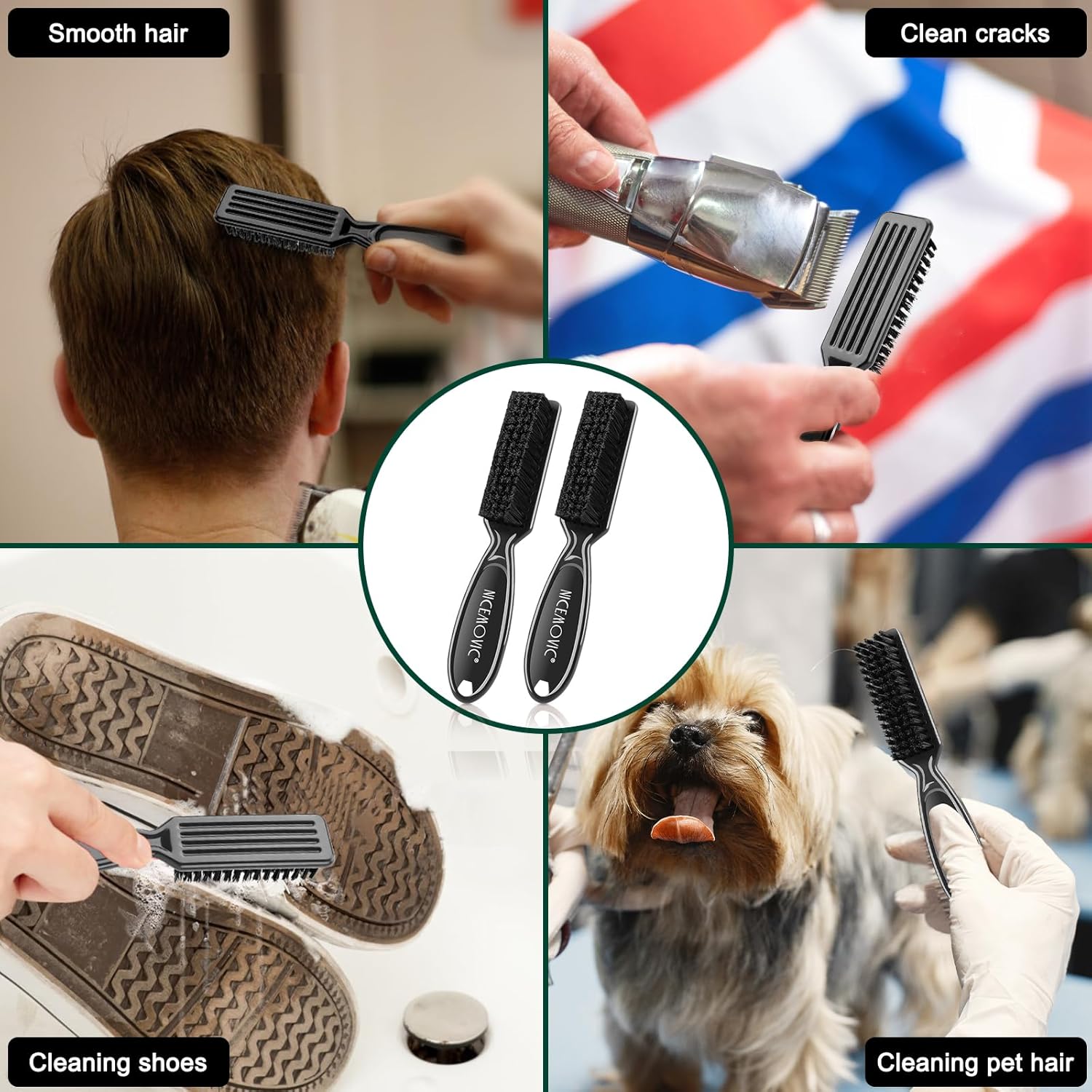 NICEMOVIC 3 IN 1 Barber Neck Duster Brush Set, Professional Barber Accessories Cleaning Supplies, Duster Nylon Brush Hair Cutting Styling Brush Tool (Brown&Black) - Image 5