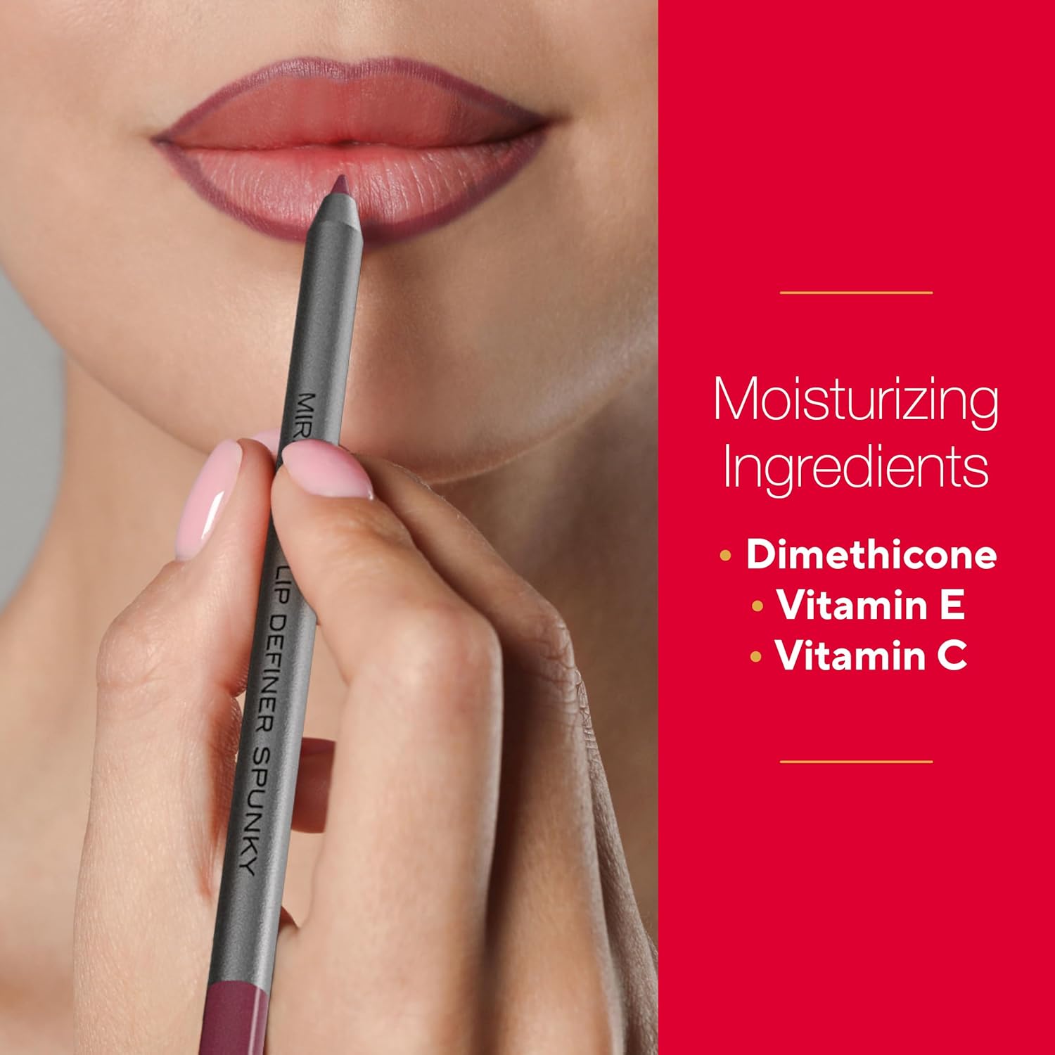 Mirabella Line & Define Lip Definer Lip Pencil, Smoothing & Moisturizing Retractable Lip Liner with Long-Lasting & Ultra-Creamy Formula, Antioxidants Vitamin C & E, & Built-In Sharpener - Flirty - Image 2