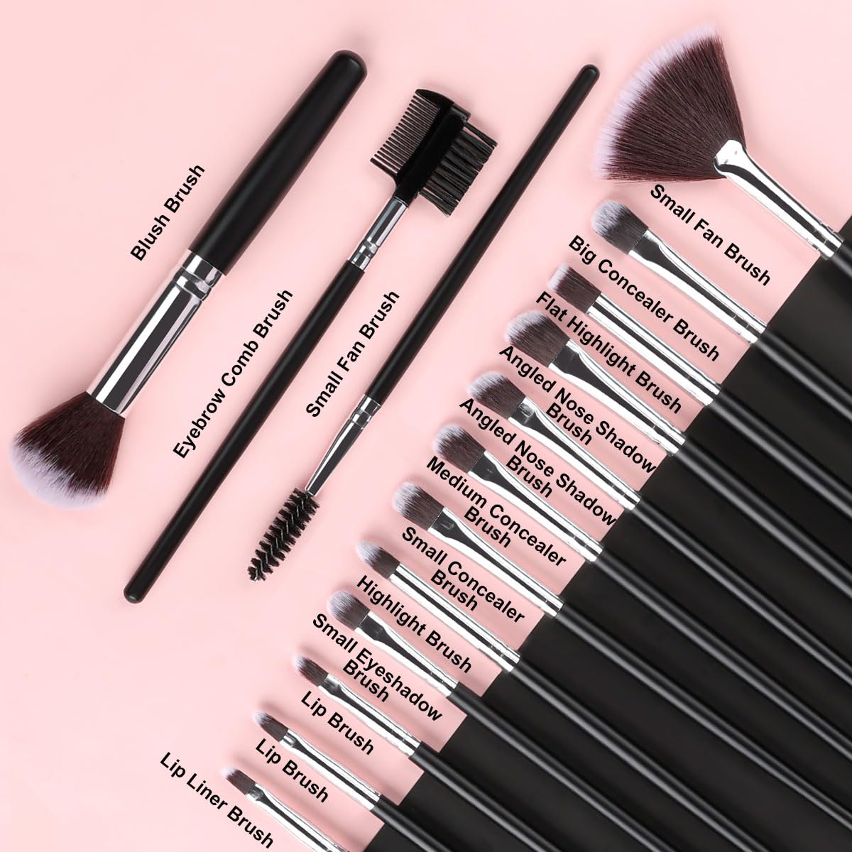 Makeup Brush Set, SOLVE 32 Pieces Professional Makeup Brushes Wooden Handle Cosmetics Brushes Foundation Concealer Powder Face Eye Make up Brushes Kit, Black - Image 5