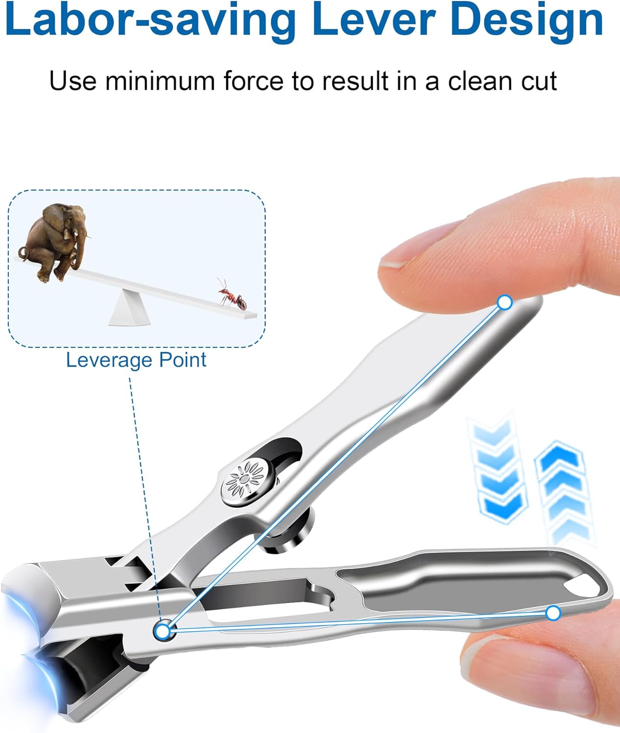 Nail Clippers for Seniors Thick Nails - Sharp Heavy Duty Large Wide Jaw Fingernail and Toenail Clippers with Catcher, for Adults, Men & Women (Silver) - Image 4