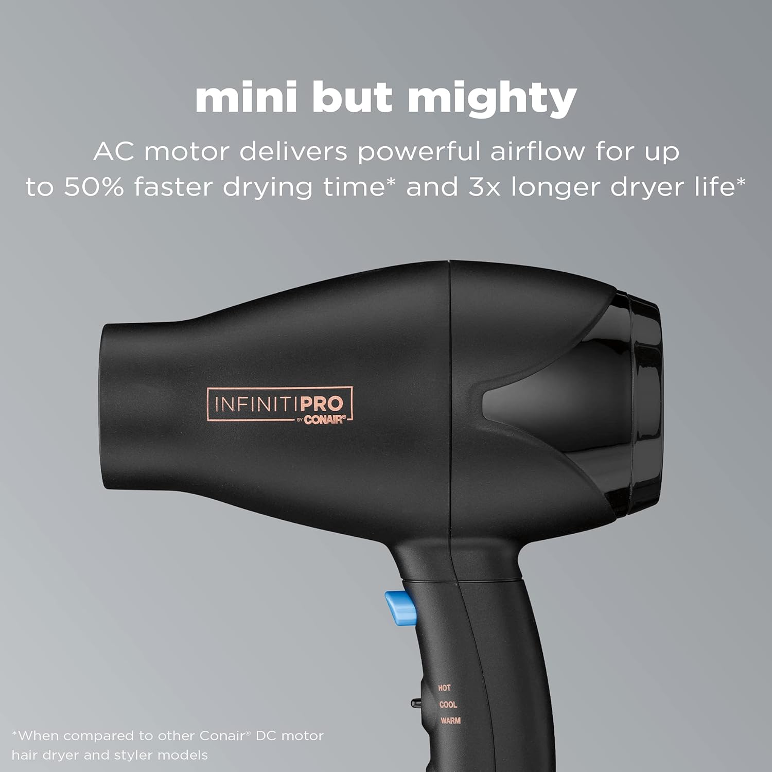 INFINITIPRO BY CONAIR Travel Hair Dryer, Mighty Mini Compact Lightweight Professional AC Motor Hair Dryer - Image 2