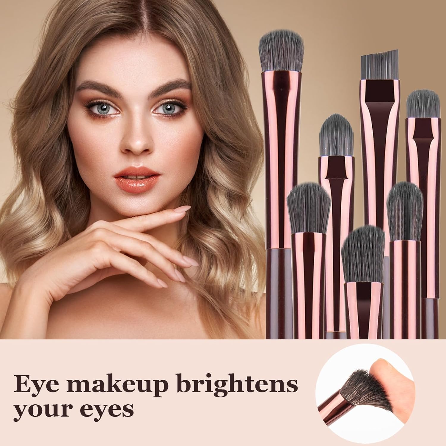 Eye Makeup Brushes Set, Premium 7Pcs Eyeshadow Brush, Professional Eye Brush for shadow lip Angled Eyeliner Eyebrows, Soft Hairs and Wood Handle. - Image 5