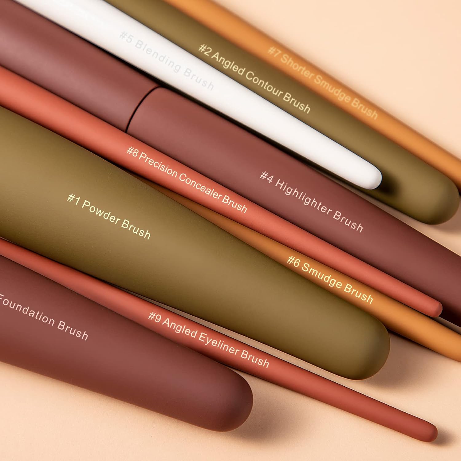 Makeup Brushes, EIGSHOW 5 Colors Essential Kabuki Makeup Brush Set with Ultra Soft Synthetic Fibers for Powder Blush Concealers Contouring Highlighting - Image 8